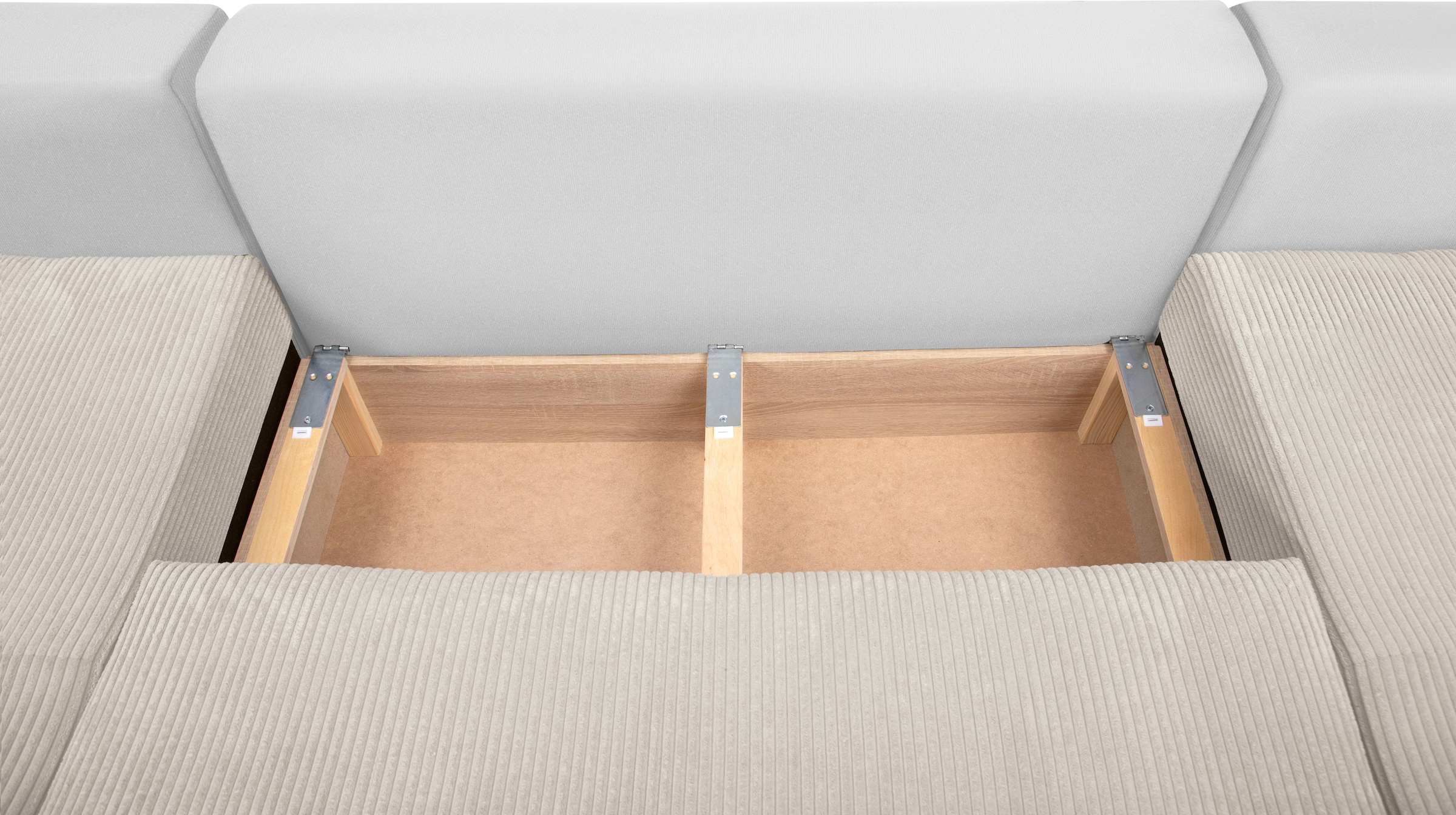 COLLECTION AB Paysage de salon »Josy XL U-Form, B: 313 cm in Cord, Cord-Mix« mit Bettfunktion, Bettkasten & 2 Zierkissen, Federkern