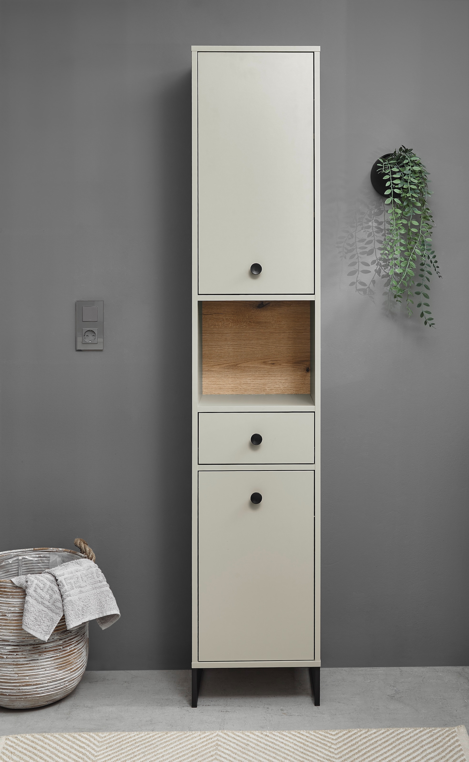 BASIC by Balculina Hochschrank »Linea« 1 Stk. tlg. Breite 60cm, U-Profil Füsse, Unterflurauszug