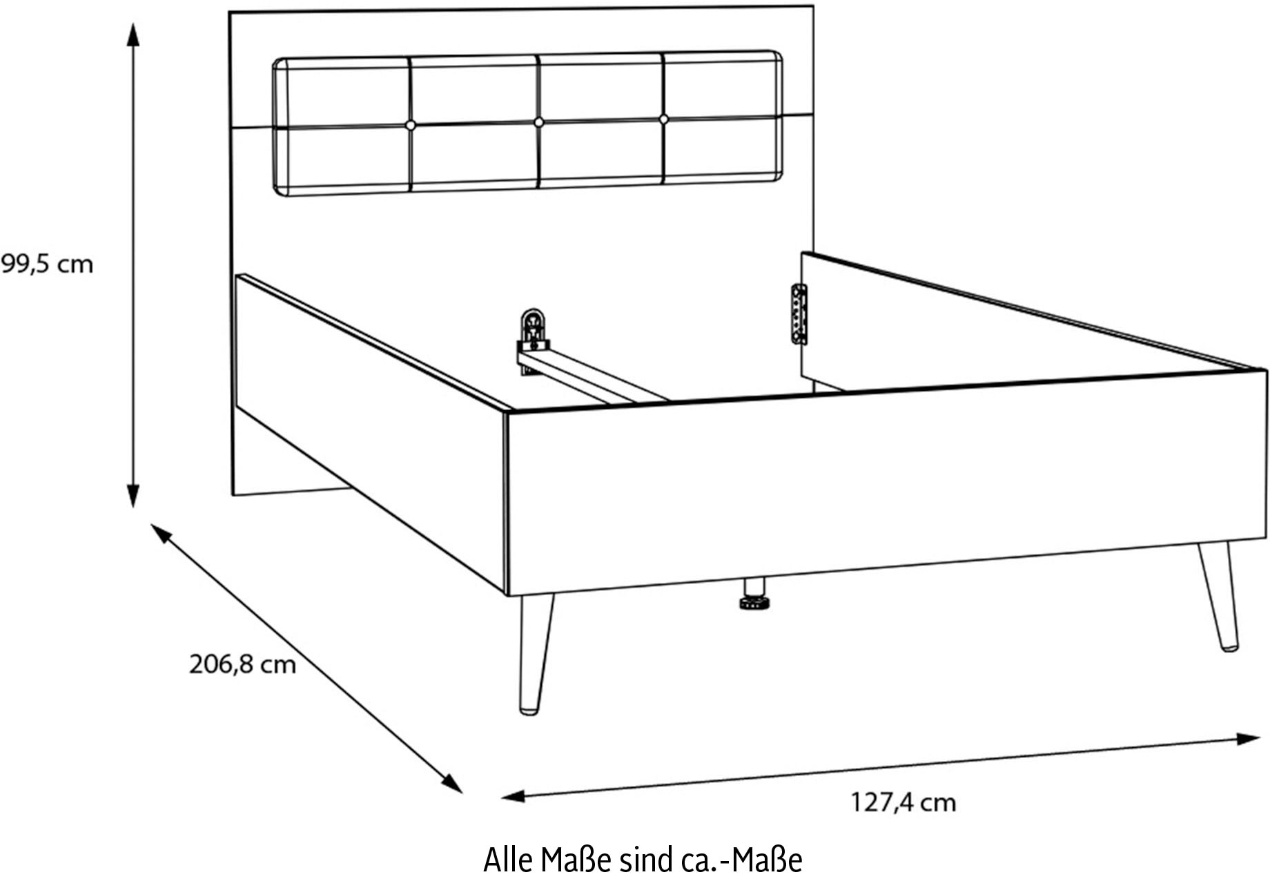 FORTE Lit pour adolescents »Kinderbett, Belastbar bis 250KG,« Surfaces de couchage 140x200 cm ou 120x200 cm,  avec appui-tête rembourré