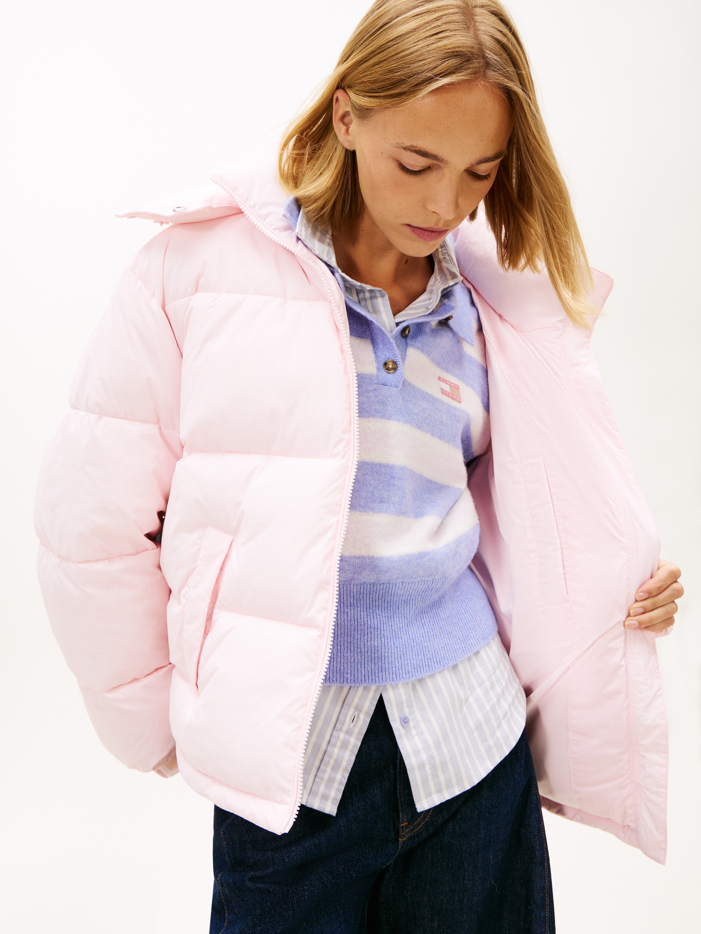 Tommy Jeans Veste matelassée »TJW OVS HOODED FLAG PUFFER EXT« avec capuche