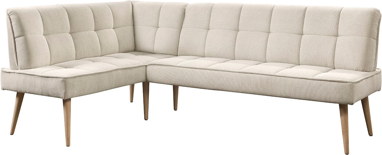 exxpo - sofa fashion Banc d'angle »Latte« couture moderne siège et dossier, confortable et élégant, pied en bois haut
