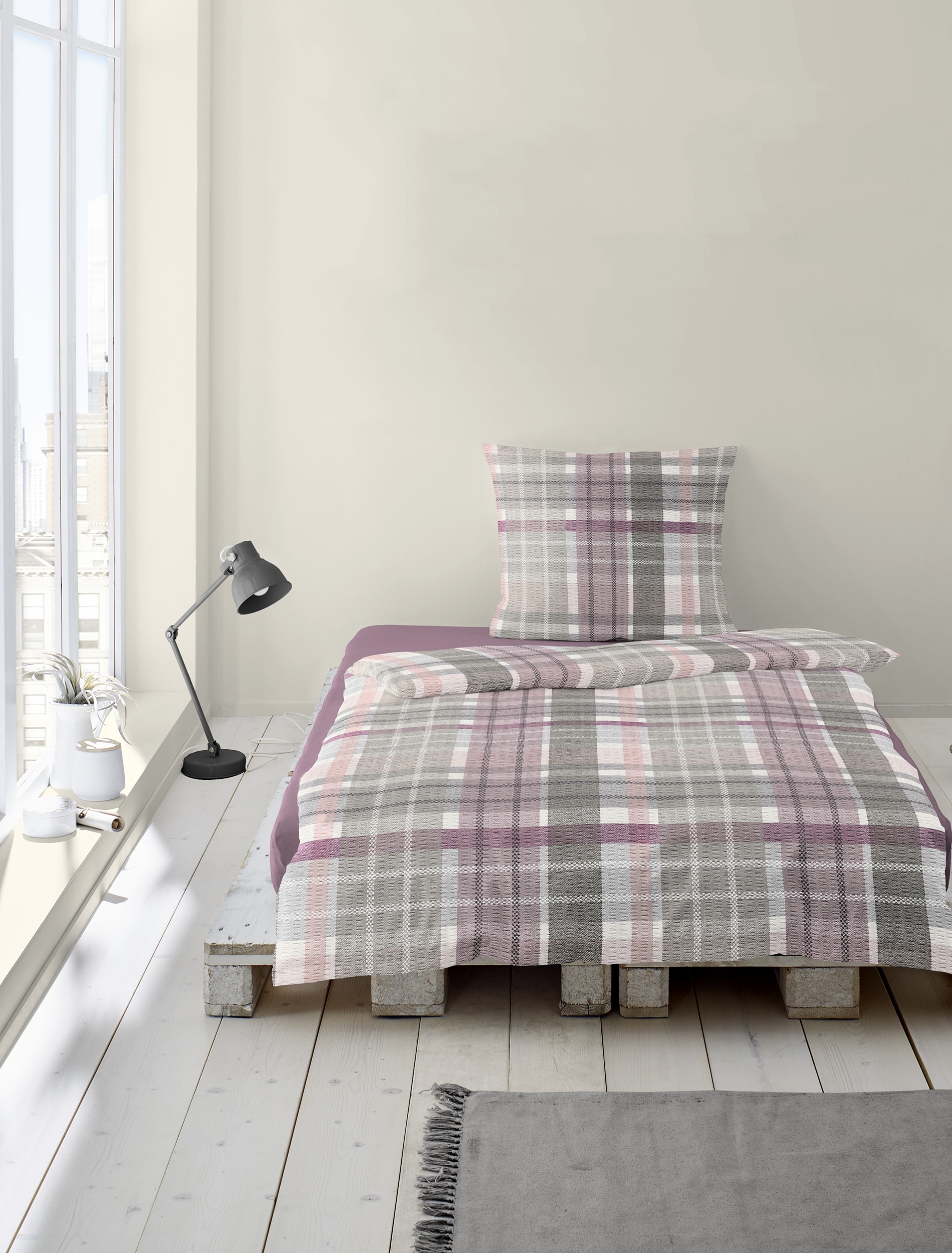 BIERBAUM Linge de lit »Bettwäsche 4149« 2 Seersucker, 100  % Baumwolle, pflegeleicht, bügelfrei, kühlend