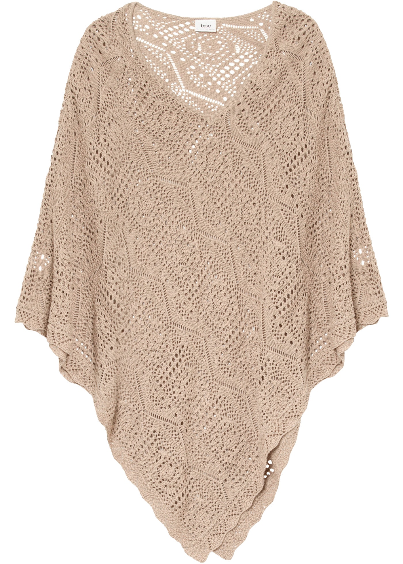 bonprix Strickponcho figurumspielende Passform, aus Baumwolle und Polyacryl