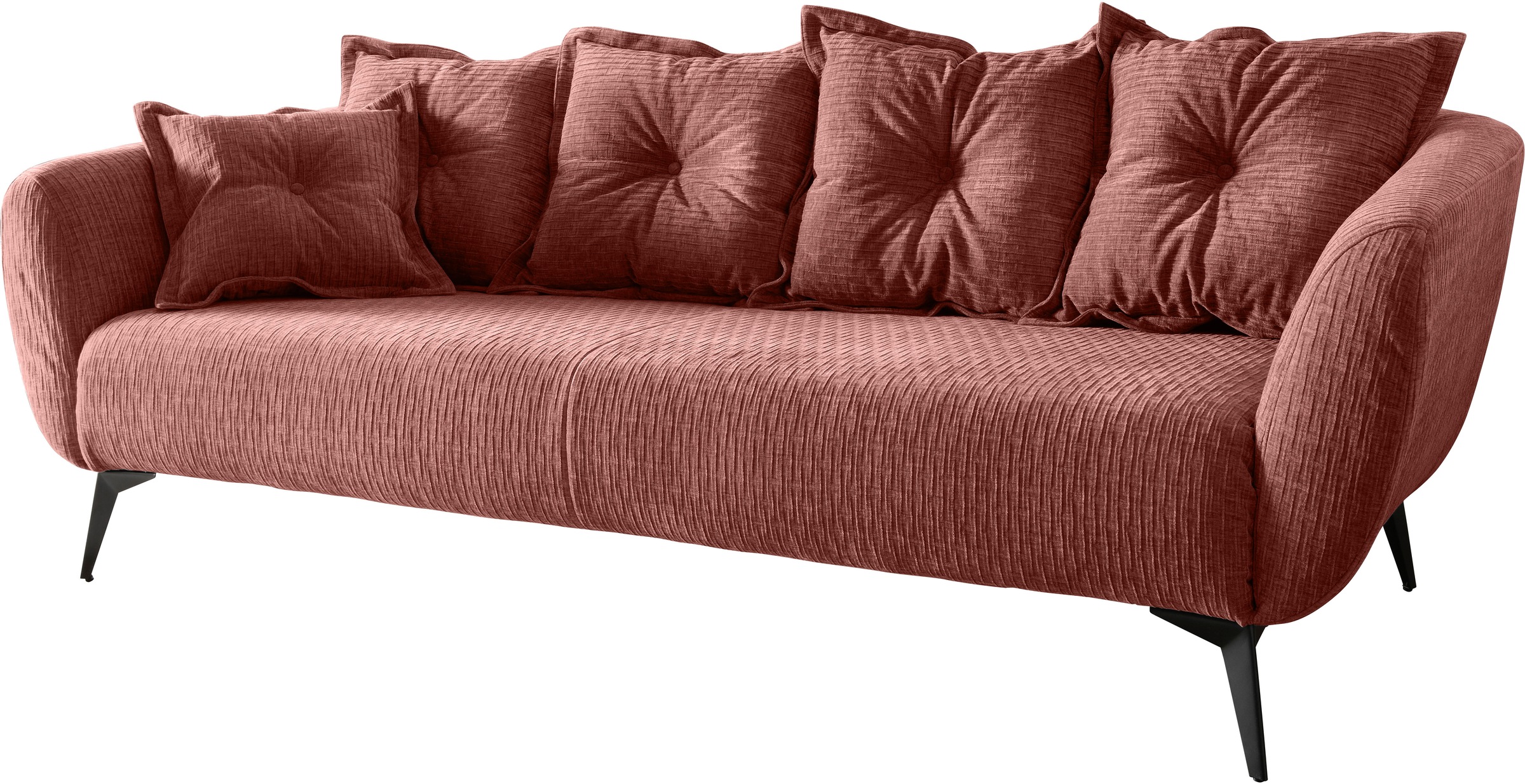 Home affaire 3-Sitzer »Baggio Breite 236 cm, modernes Sofa, hoher Fuss, bequem« schwarze Metallfüsse