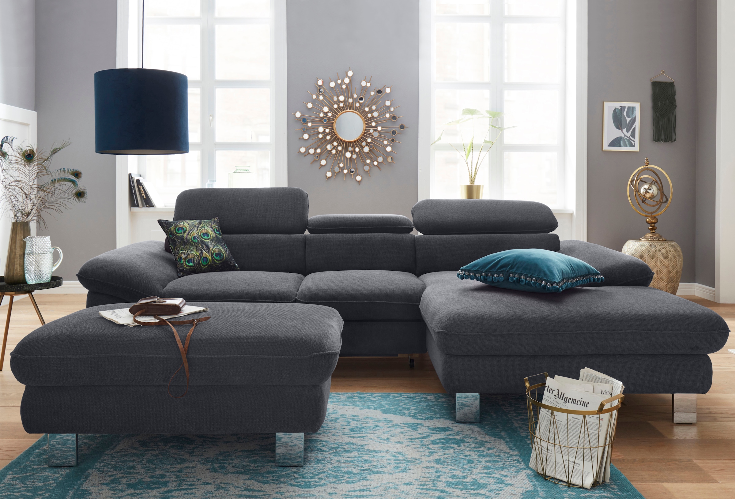 COTTA Canapé d'angle »Driver L-Form« mit Kopfteilverstellung, wahlweise mit Bettfunktion & Bettkasten