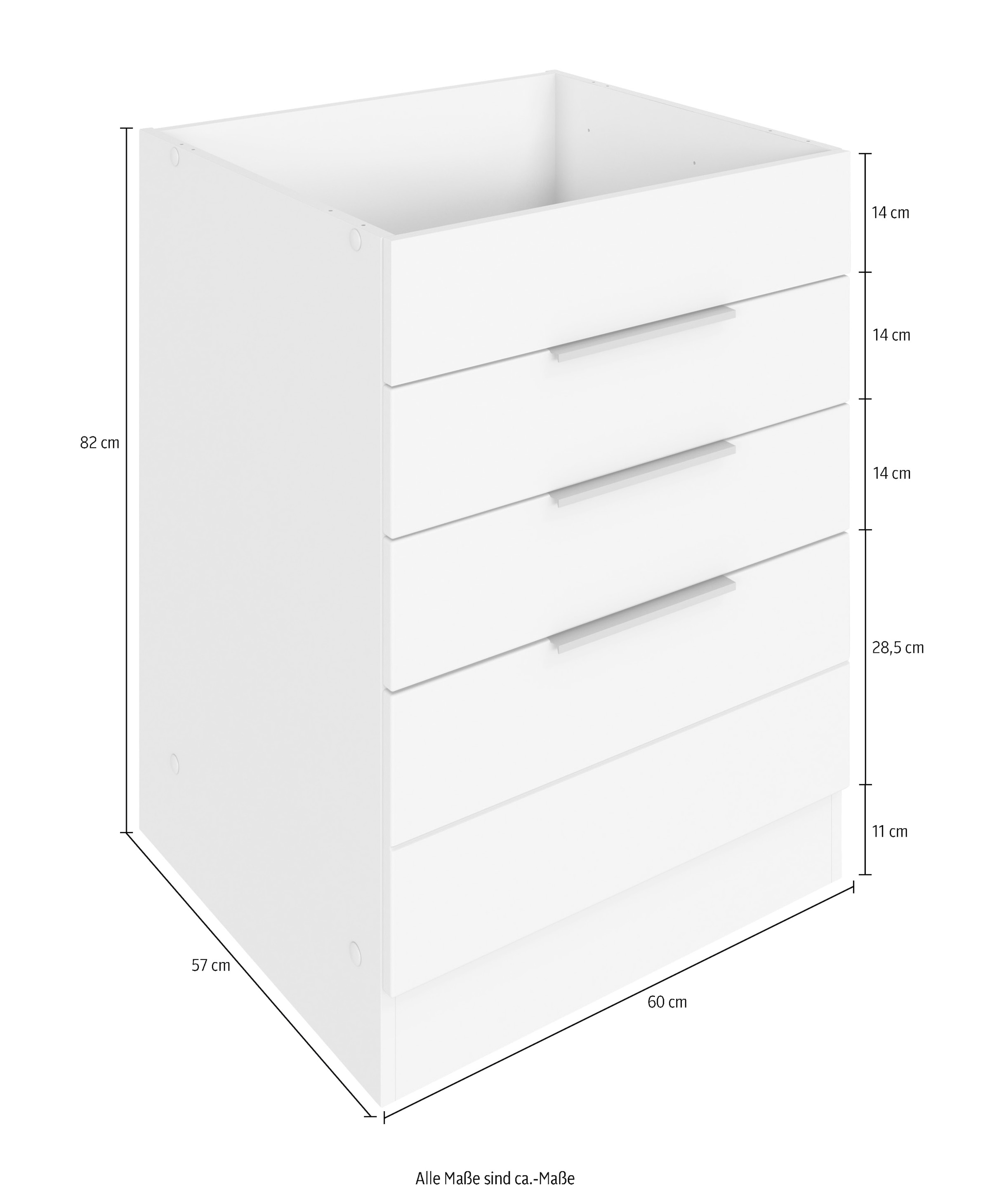 KOCHSTATION Armoire d'encastrement pour table de cuisson »KS-Luhe« 60 cm de large, façades MDF de haute qualité avec lisse horizontale