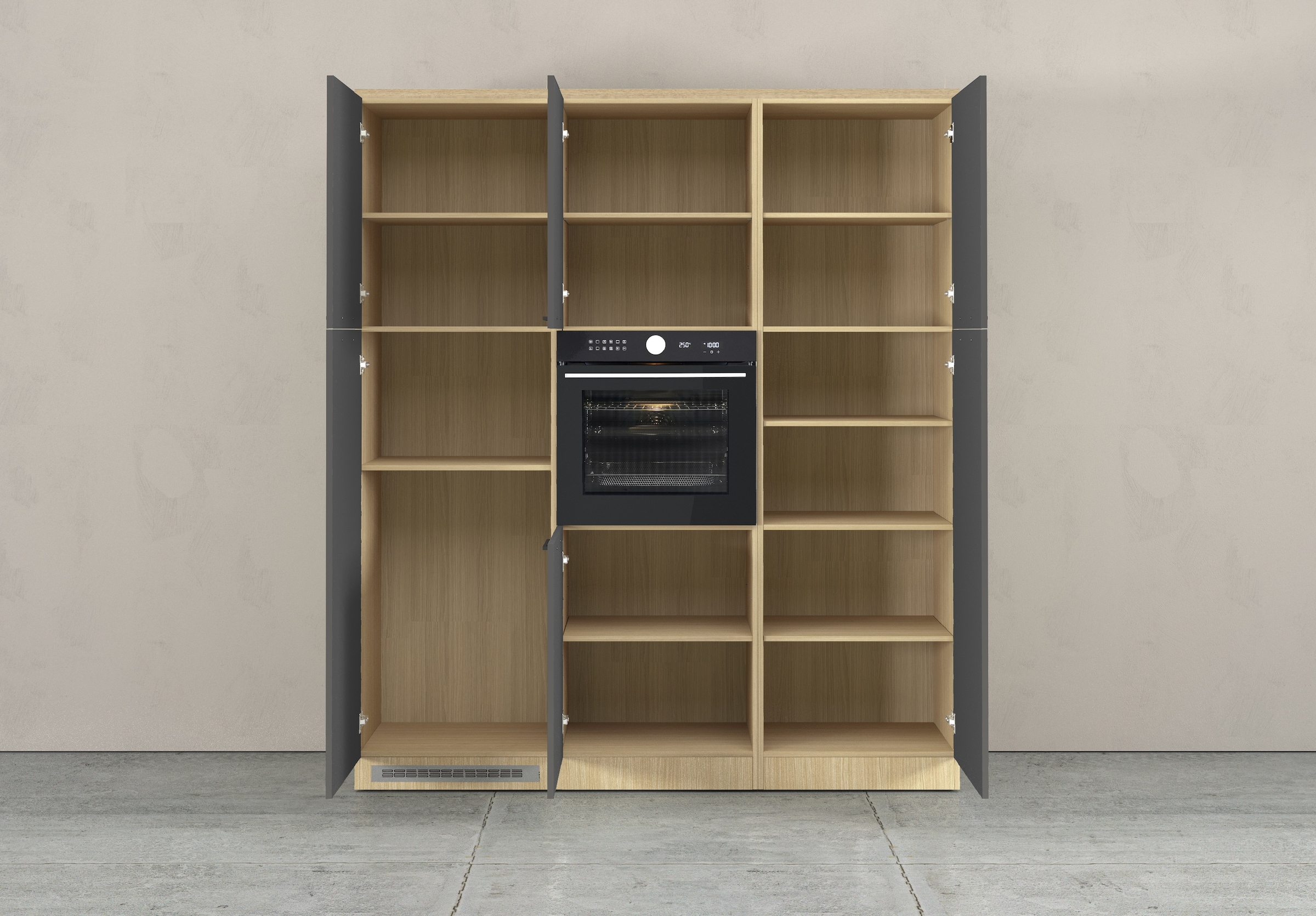 KOCHSTATION Kitchenette »Luna, Küchenblock, Kücheninsel, Hängeschrank, Made in Italy« 3er-Set, Metallgriffe, Soft-Close-Funktion, inklusive Spüle