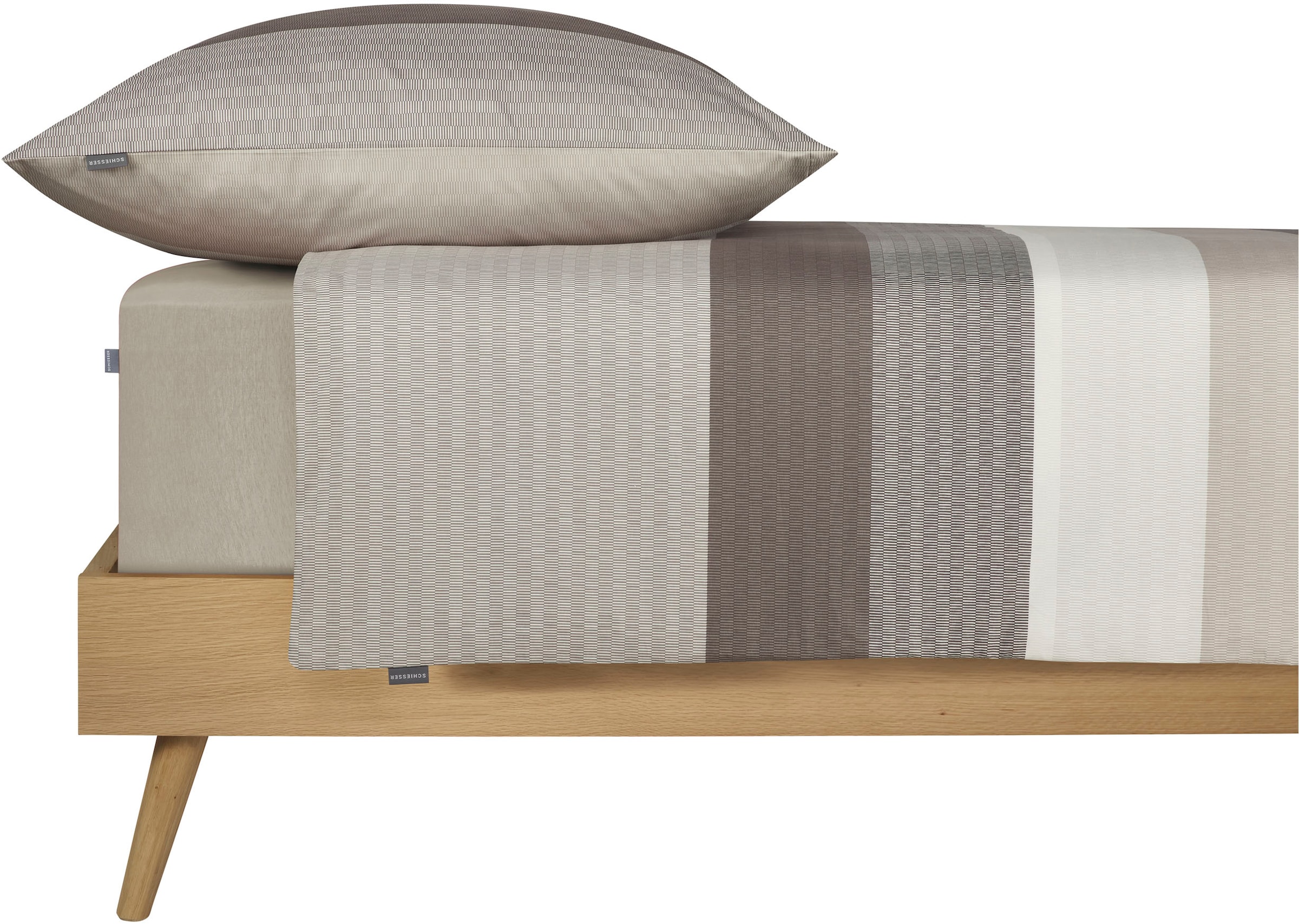 Schiesser Linge de lit »Endy Stripes aus weicher Baumwolle mit grossen und kleinen Streifen« 2 cuis Made in Green