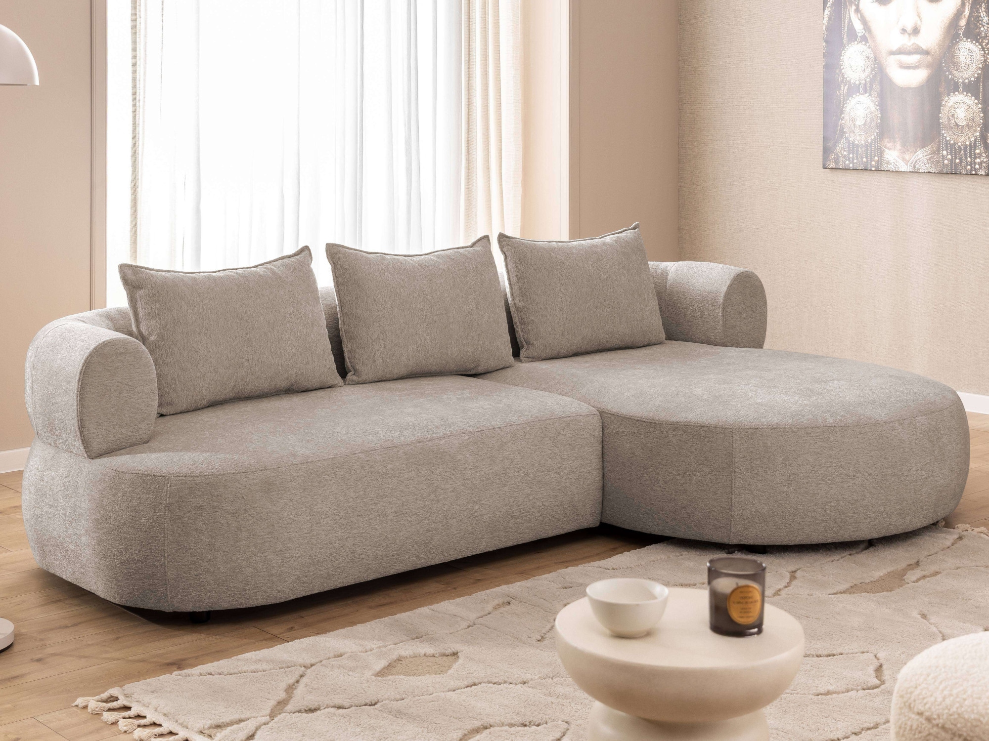 Home affaire Canapé d'angle »LUSSAC L-Form Design-Sofa mit Zierkissen, Masse B/T/H: 257/159/78 cm« grand confort d'assise et design moderne, canapé sans fonction lit
