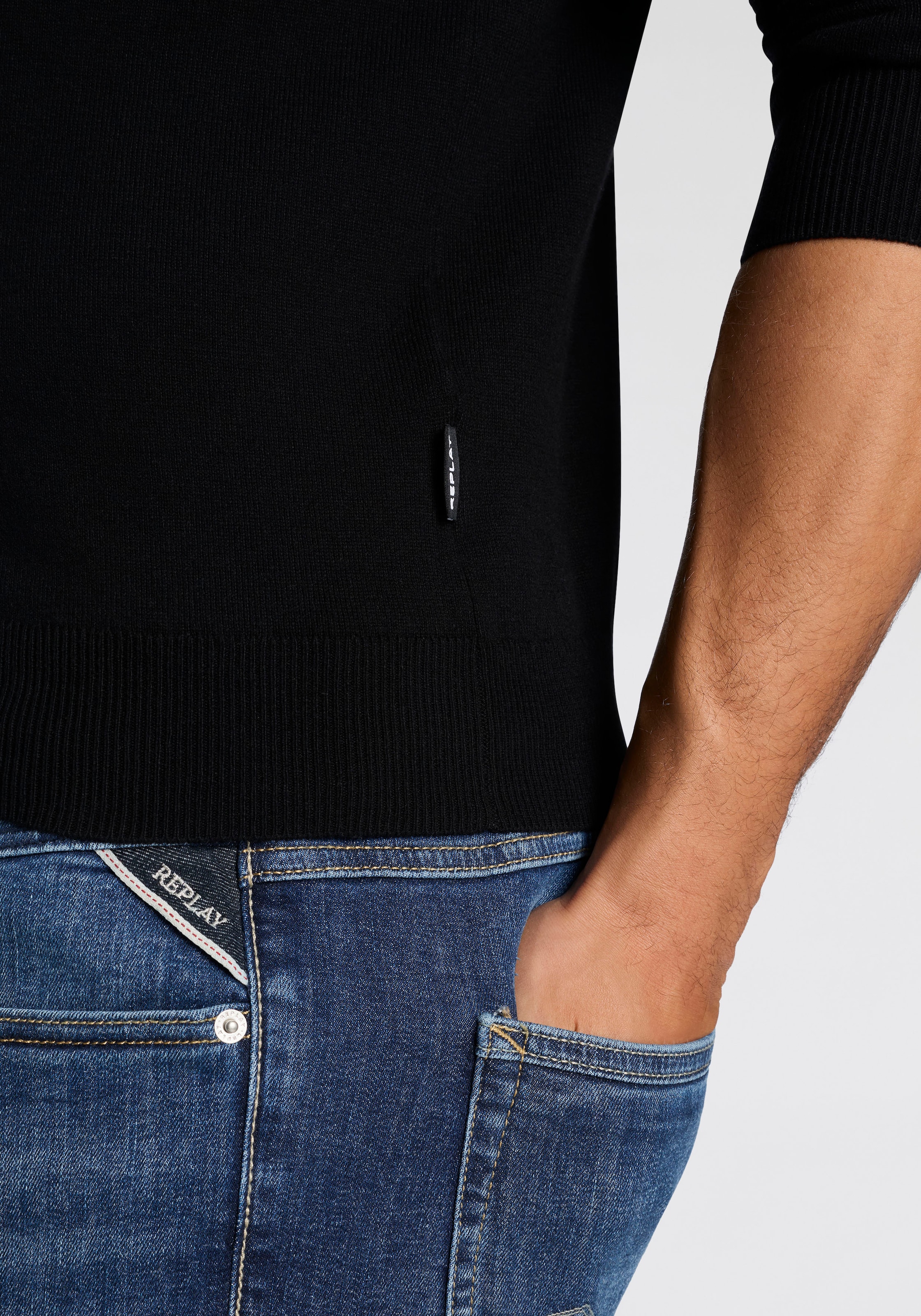 Replay Pull en tricot avec une part de cachemire, col rond