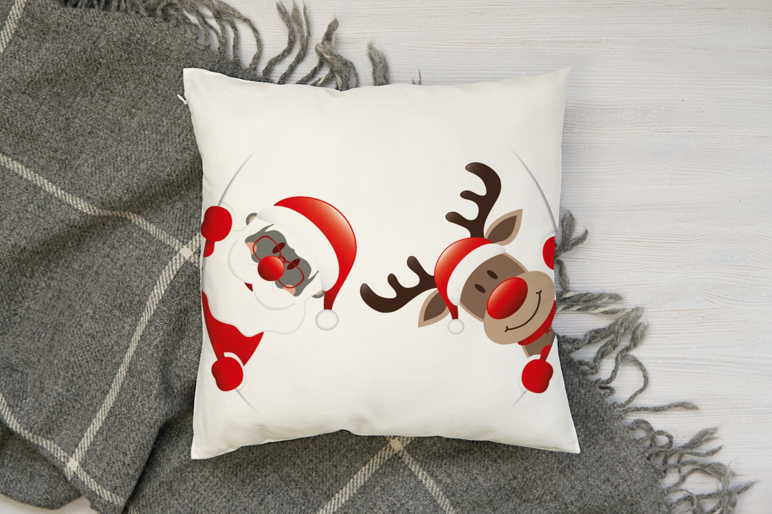 queence Coussin décoratif »Santa« Kissenhülle,Weihnachtsmann,Rentier,Weihnachten,Festlich,Winterlich