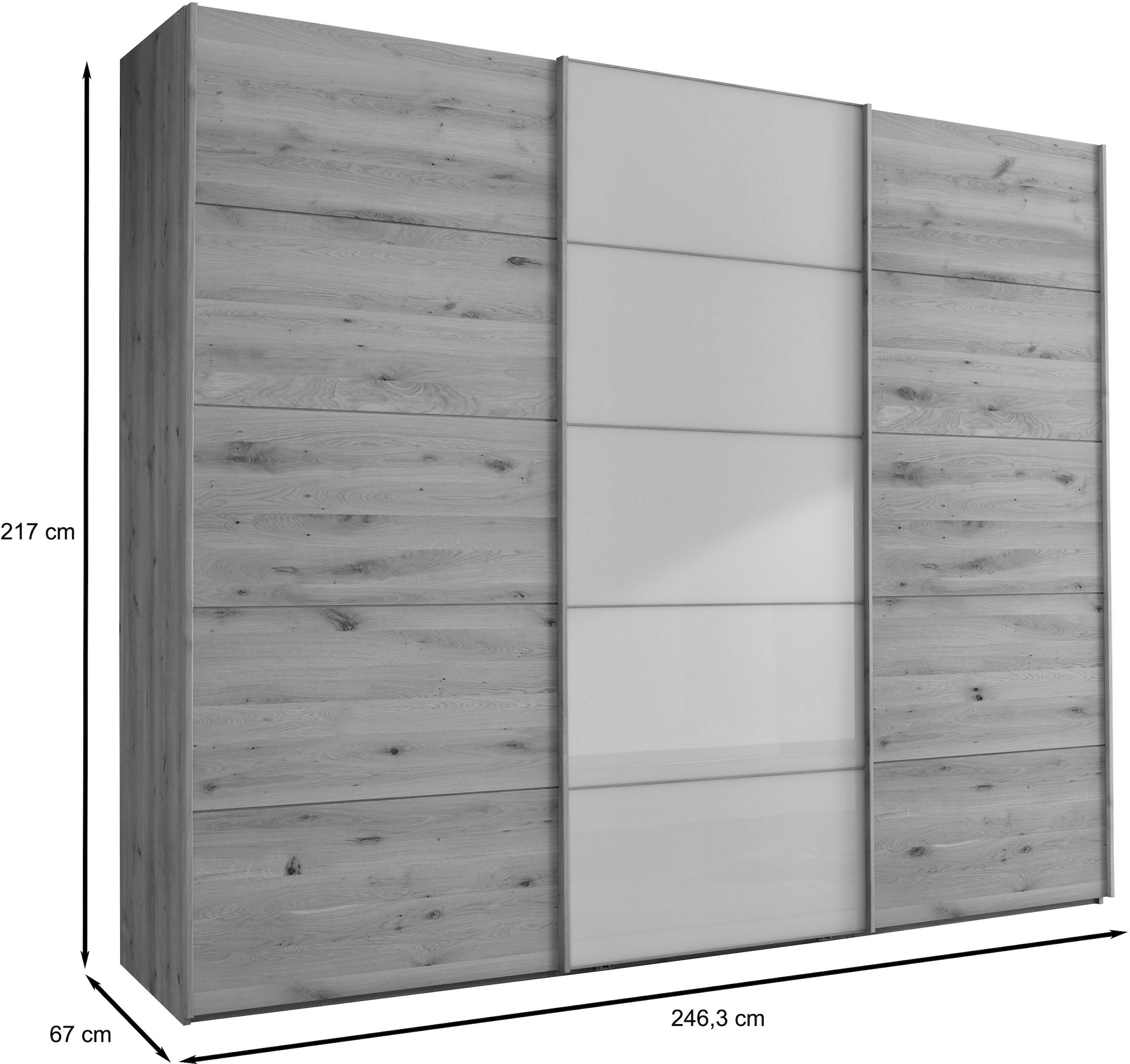 WIEMANN Armoire à portes coulissantes »Cardiff« mit massiven Holztüren und Glas