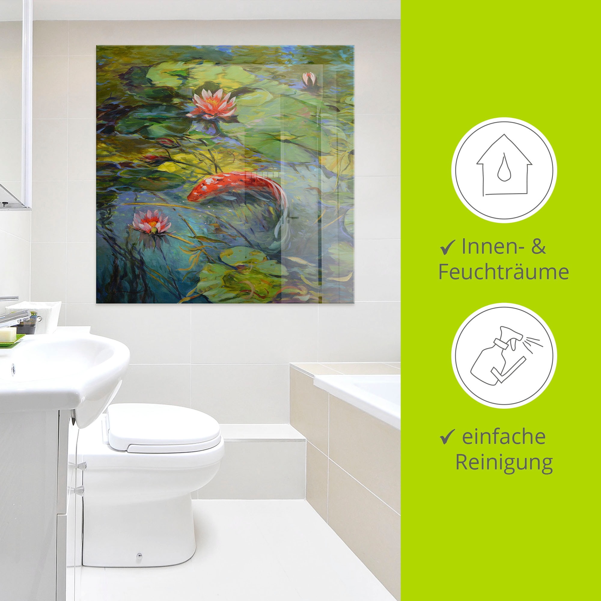 Artland Glasbild »Roter Koi« Wassertiere 1 Stk. tlg. in verschiedenen Grössen