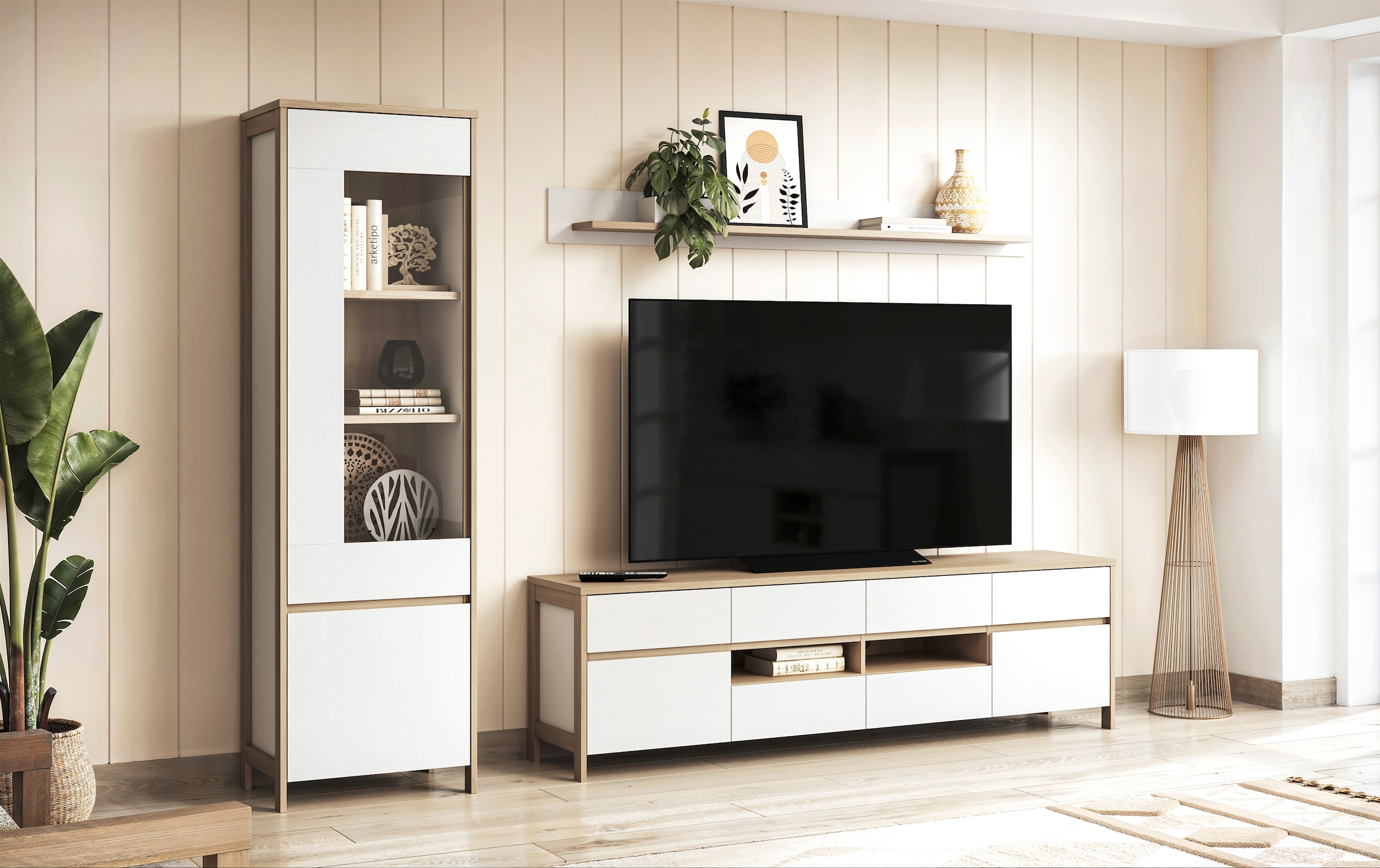 Home affaire Wohnwand »Stranda, moderne Anbauwand, Komplettset im Scandi-Style« 3 Stk. tlg.