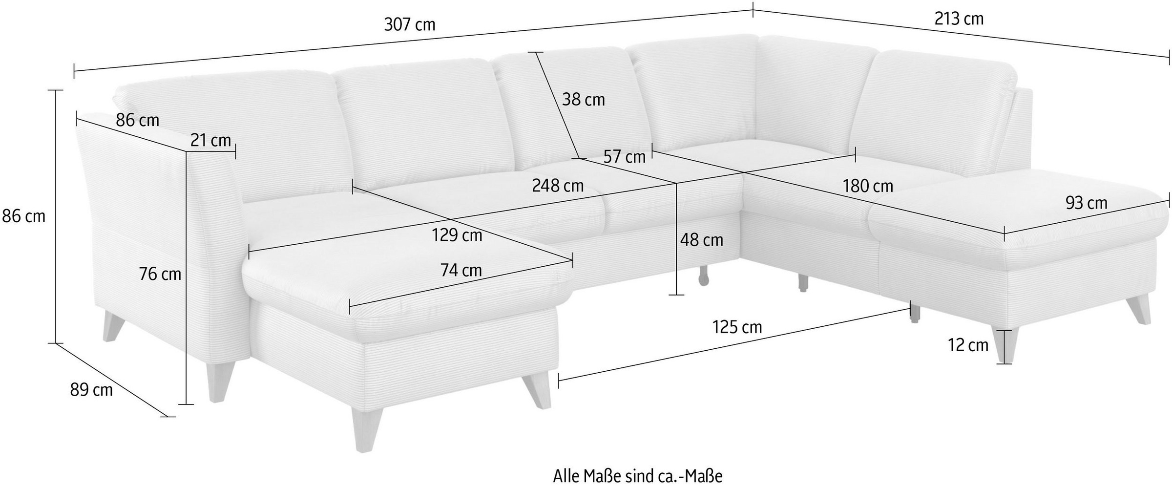 Home affaire Paysage de salon »Trelleborg U-Form« wahlweise mit Bettfunktion und Bettkasten, inkl. Federkern-Polsterung