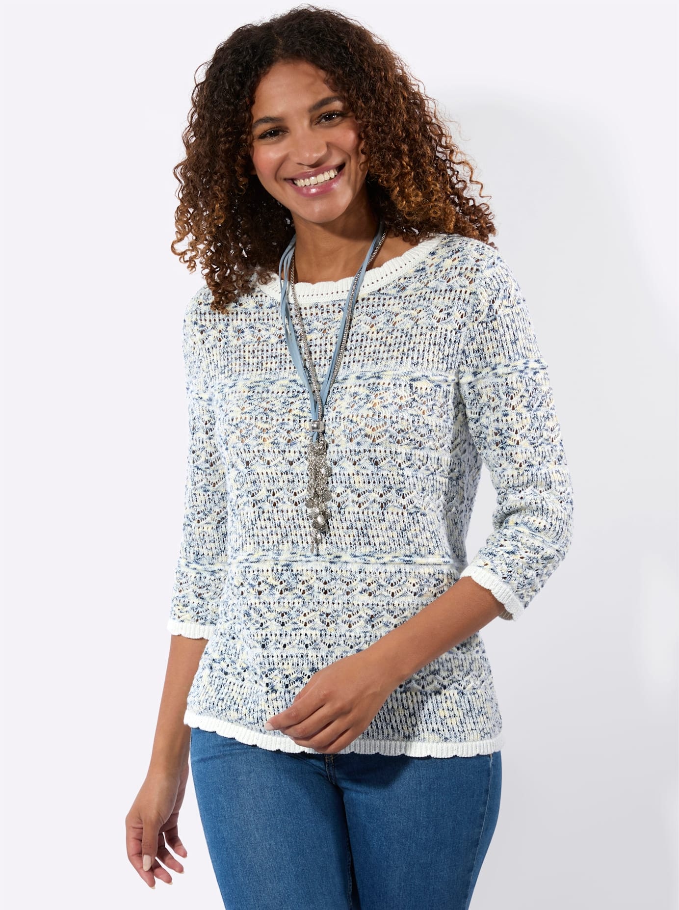 Inspirationen 3/4 Arm-Pullover »Ajour-Pullover«