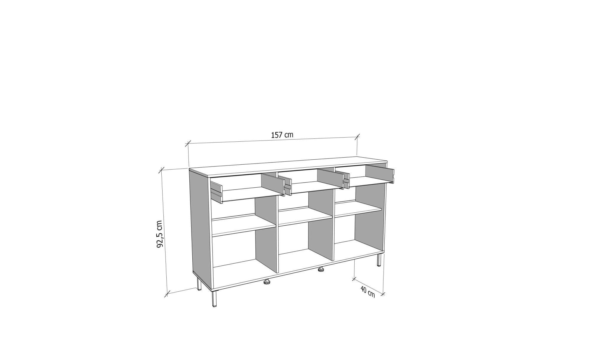 Home affaire Commode »Mayenne Sideboard, Schubladenschrank, Kommode, Anrichte, Breite 157cm« Wohnzimmermöbel, Schlafzimmermöbel, mit Drehtüren und drei Schubladen