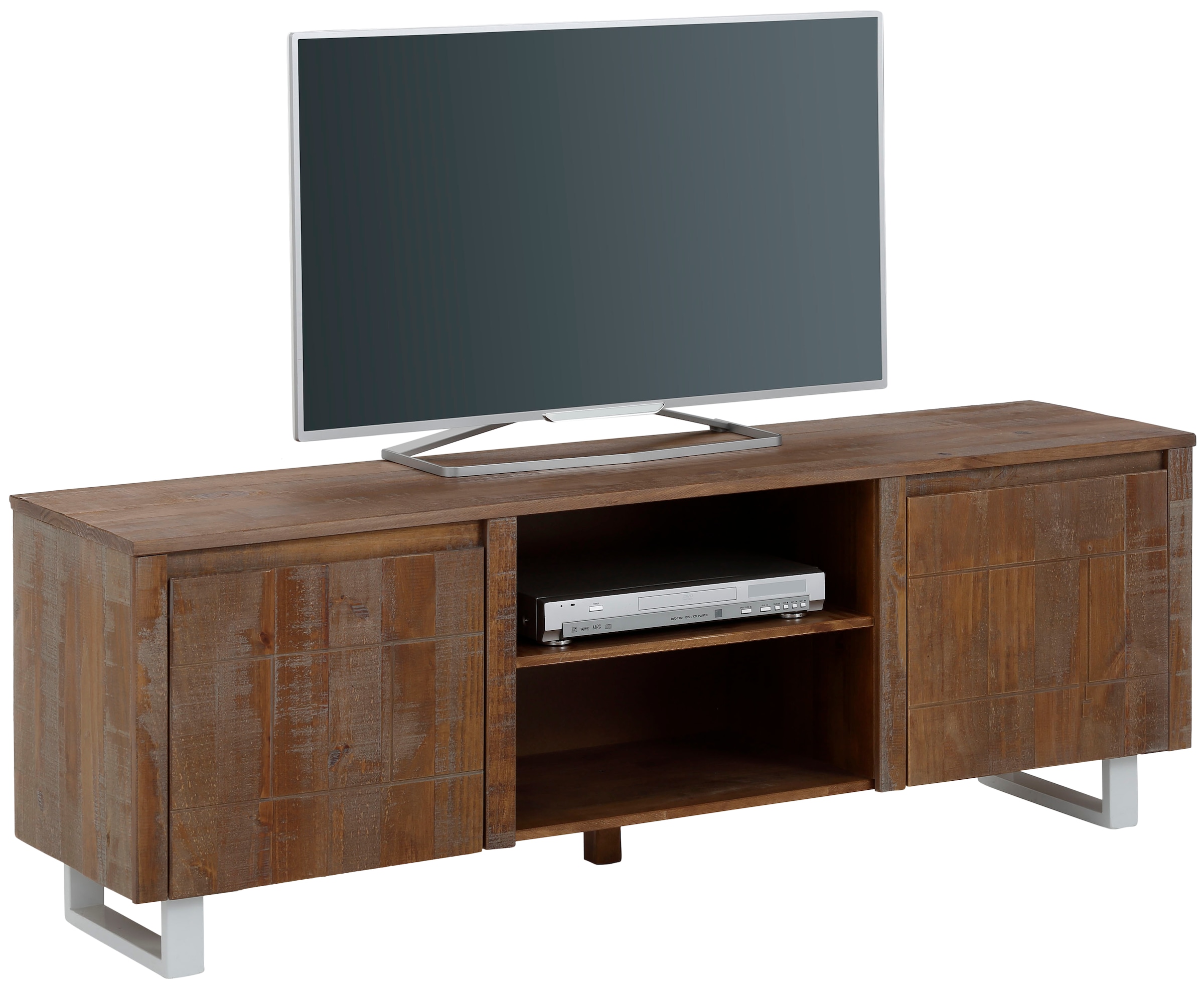 GOODproduct Table basse »Lagos« Kommode aus massivem Kiefernholz, mit weiss lackiertem Beingestell