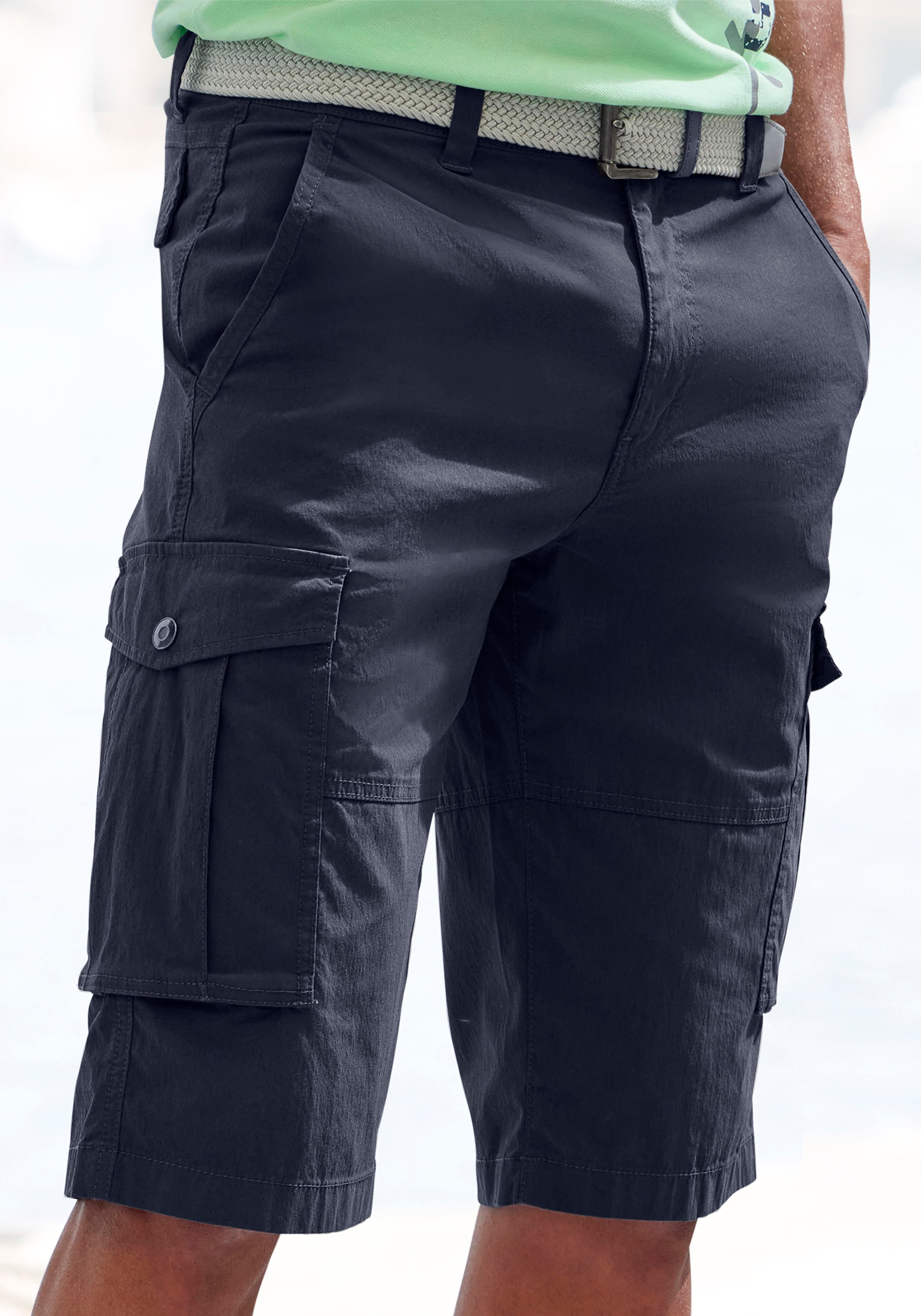 John Devin Cargobermudas »aus elastischer Baumwollmischung«  mit Seitentaschen, 3/4 Shorts