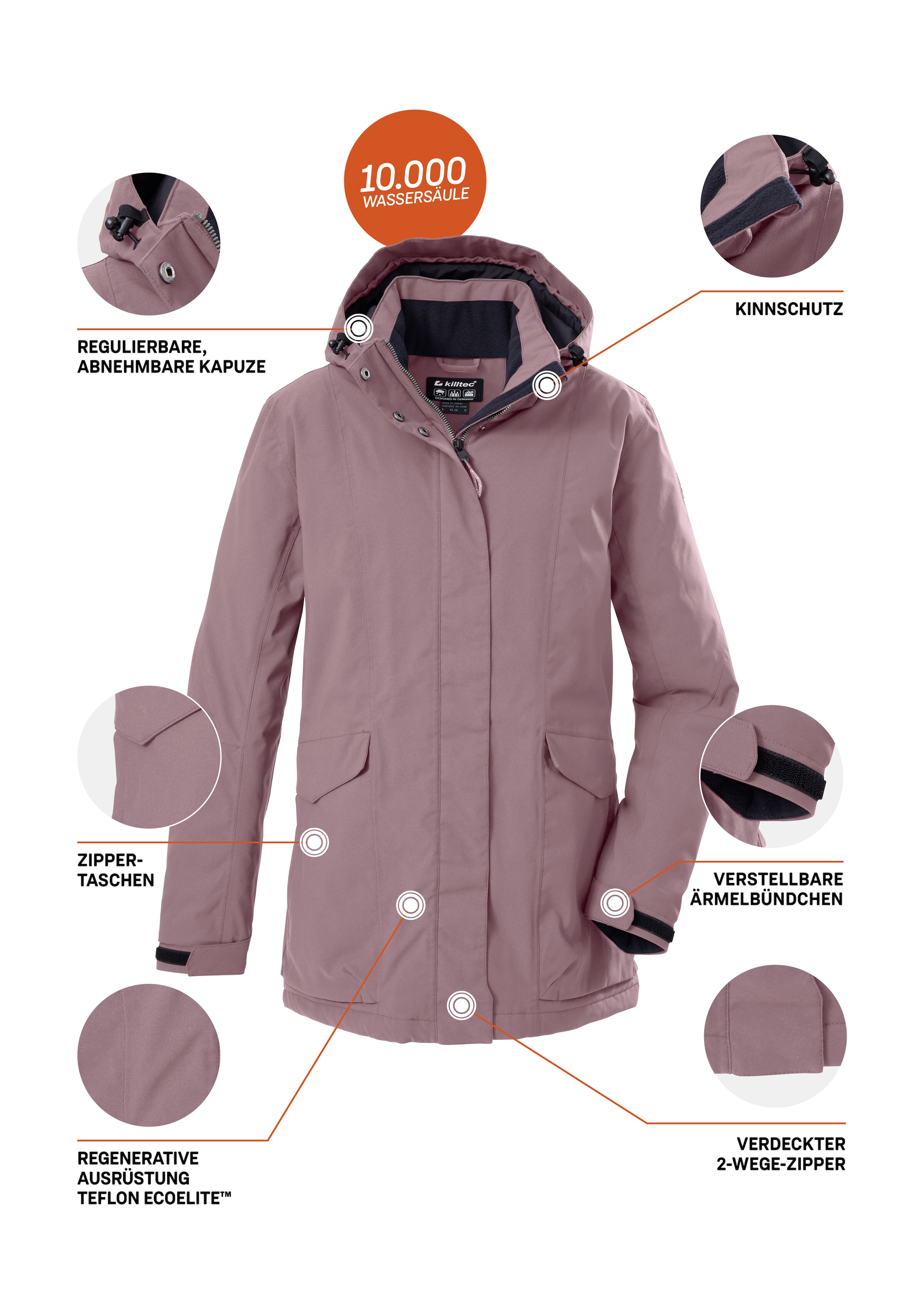 Killtec Veste fonctionnelle »Damen Jacke« Wasserdichte, atmungsaktive Damenjacke mit abnehmbarer Kapuze