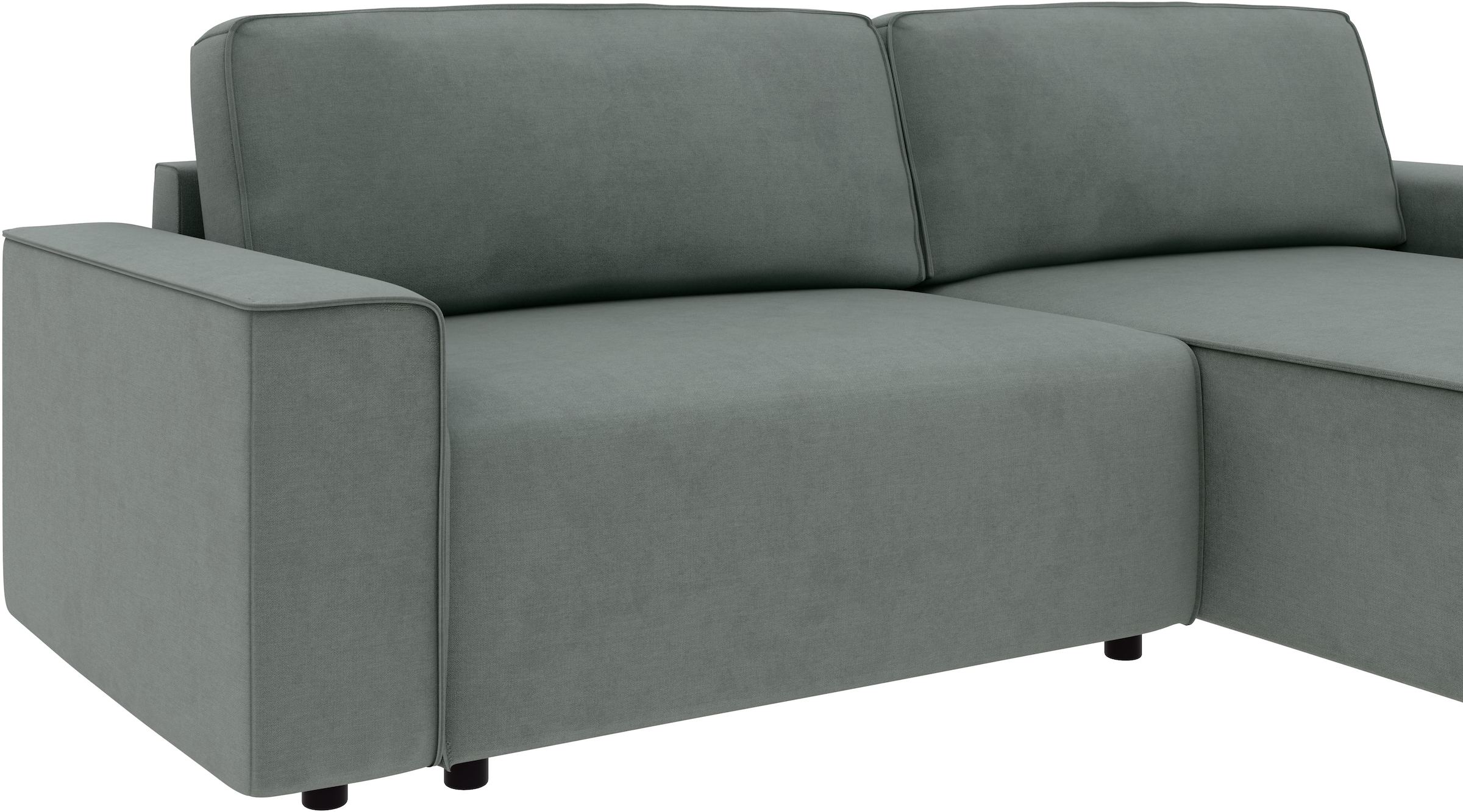 Home affaire Canapé d'angle »Chance, Recamiere beidseitig montierbar, Schlaffunktion, Breite 265 cm« en structure fine LINO, avec fonction couchage et coffre de lit