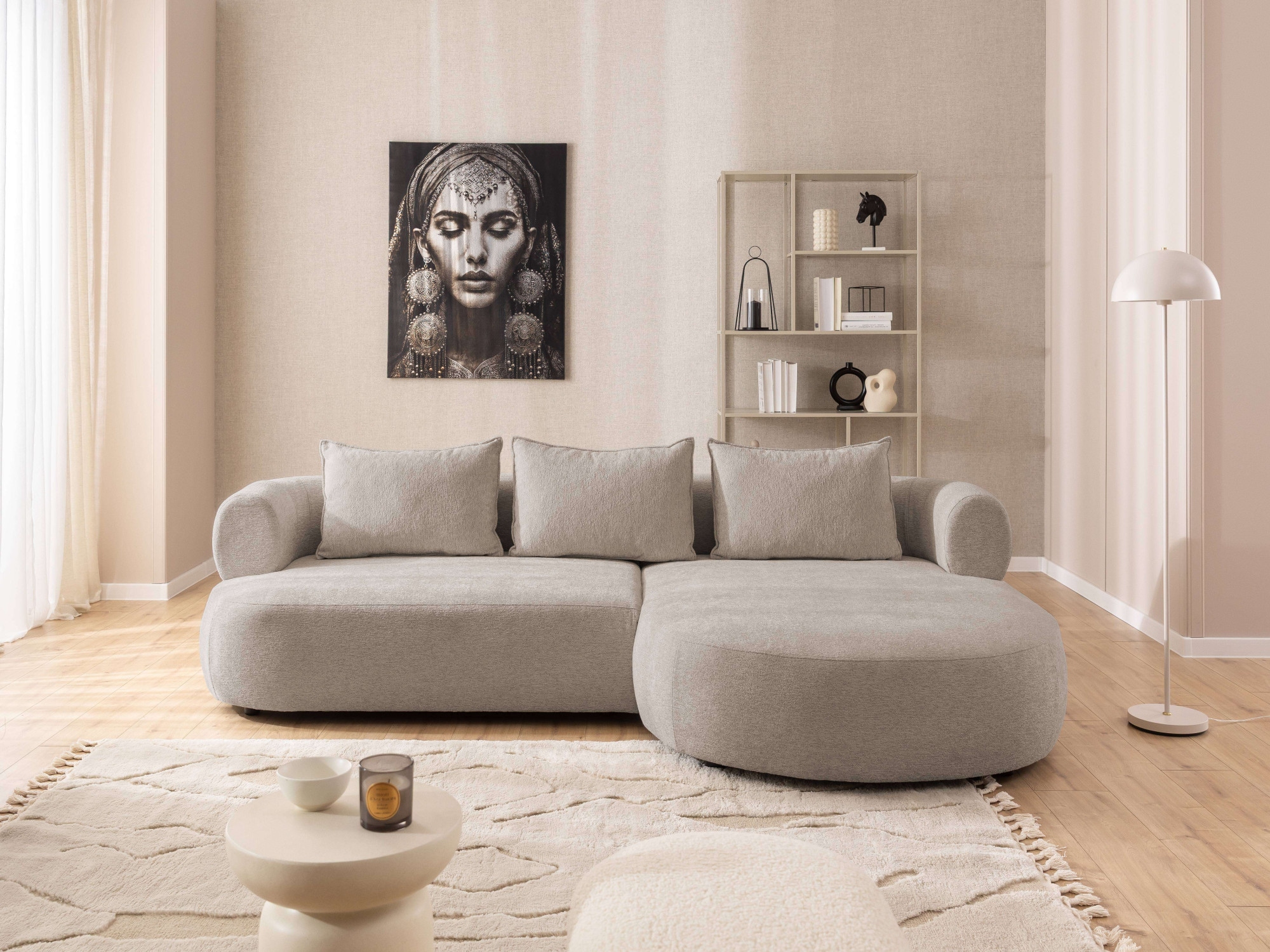 Home affaire Canapé d'angle »LUSSAC L-Form Design-Sofa mit Zierkissen, Masse B/T/H: 257/159/78 cm« grand confort d'assise et design moderne, canapé sans fonction lit