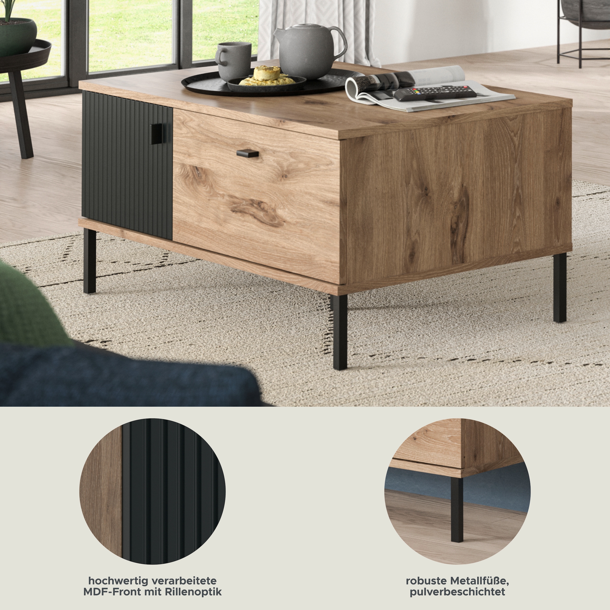 INOSIGN Table basse »TREVERK, Breite: 100 cm« 1 cuis tlg. Table basse, table de salon, table d'appoint, salon