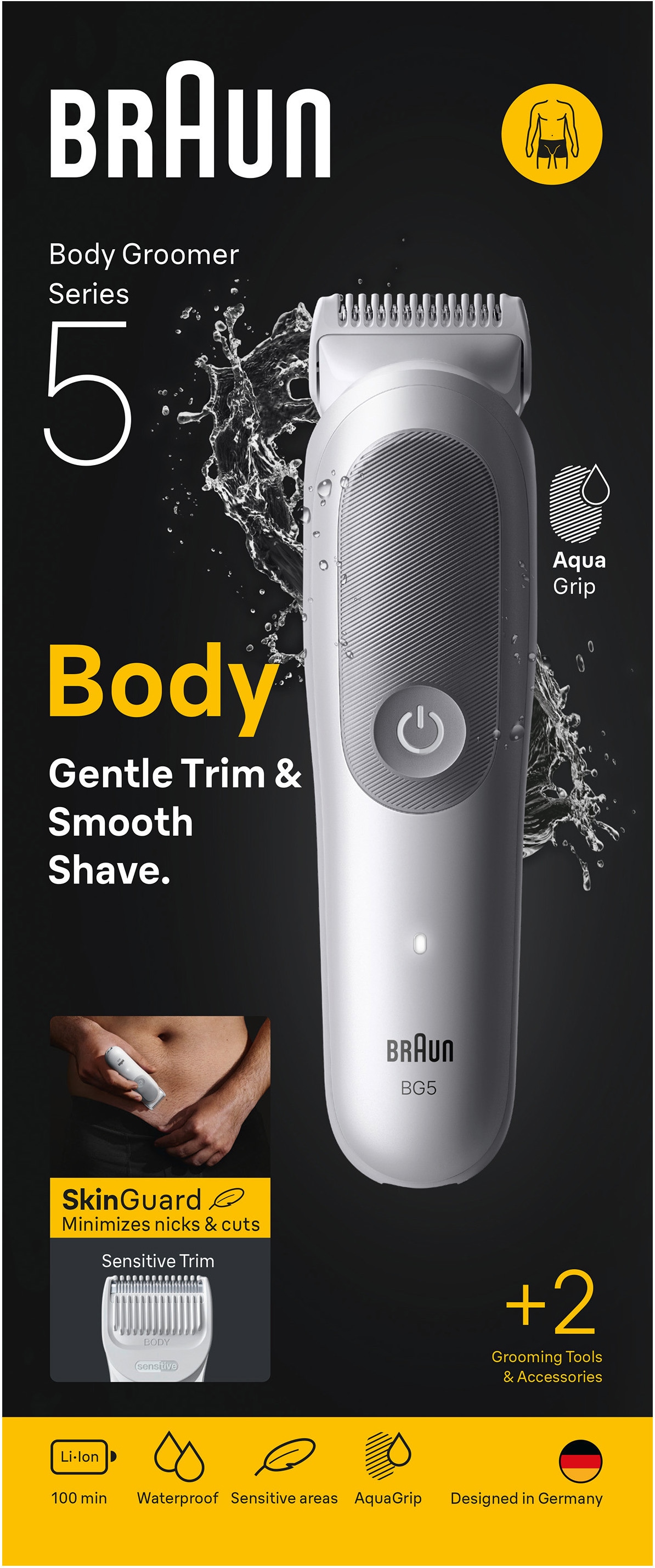 Braun Haarschneider »Body Groomer BG5500« Trimmen für empfindliche Bereiche, 100 Min Akkulaufzeit, wasserdicht