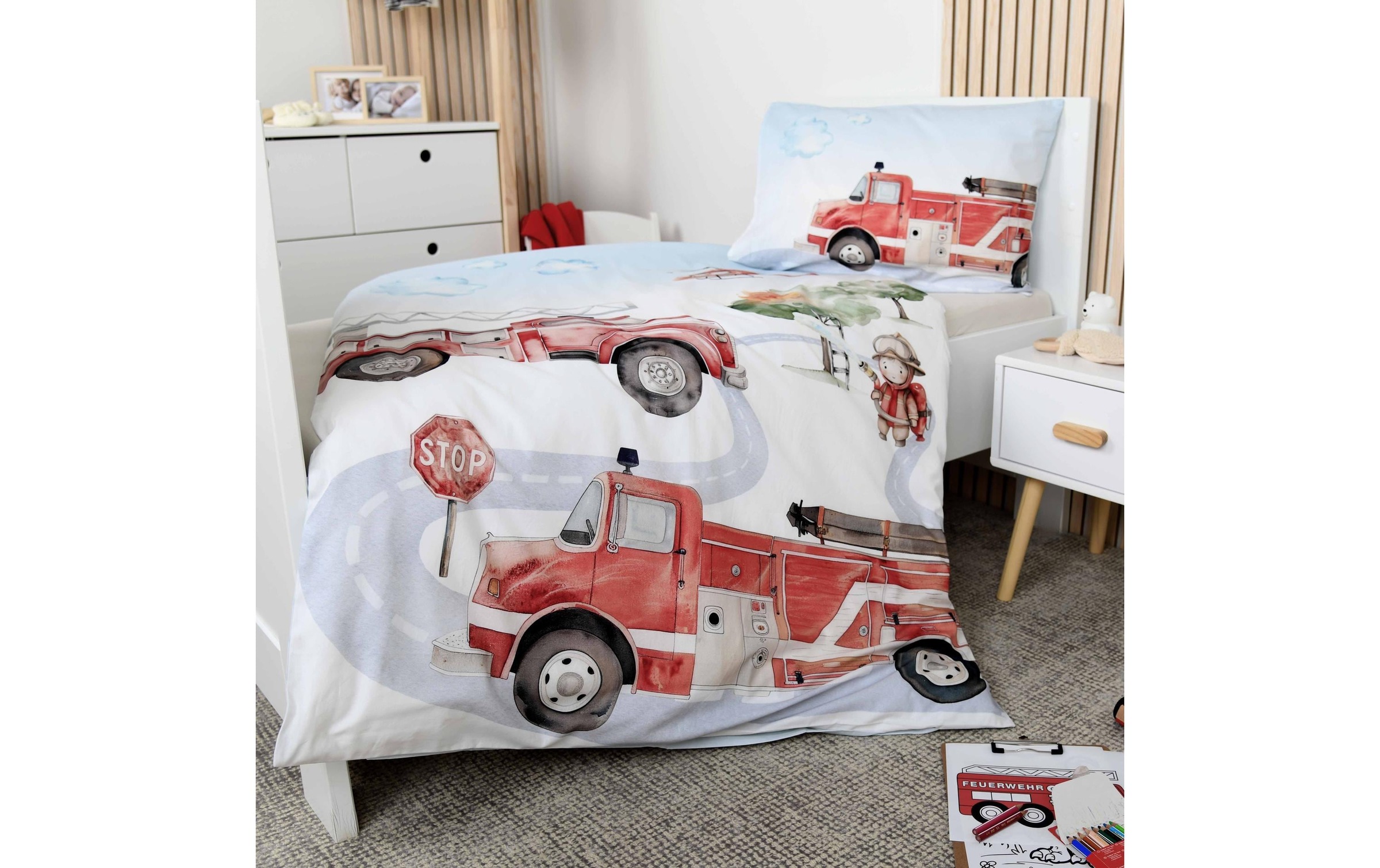 Herding Kinderbettwäsche »Feuerwehr« 2 Wendebettwäsche
