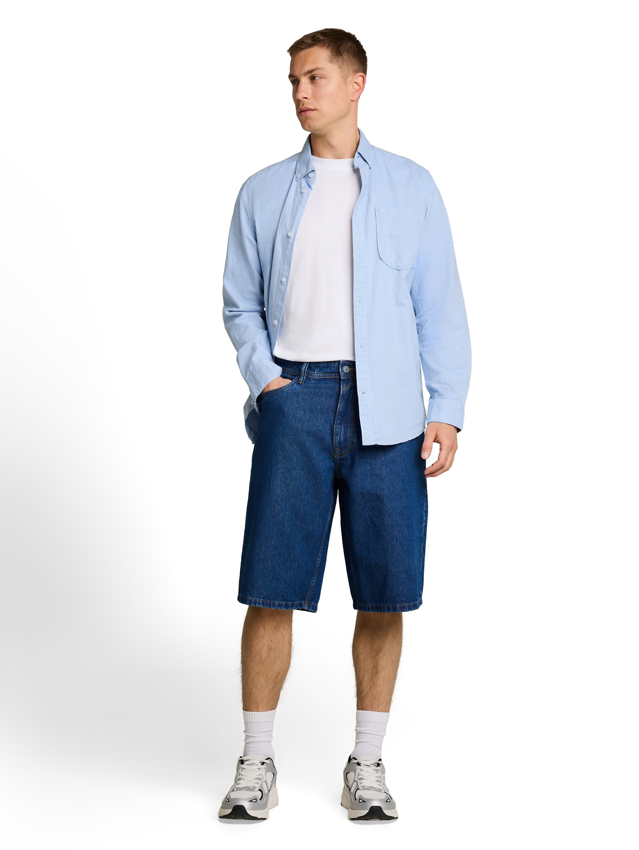 TOM TAILOR Denim Jeansshorts aus Baumwolle, mit Gürtelschlaufen
