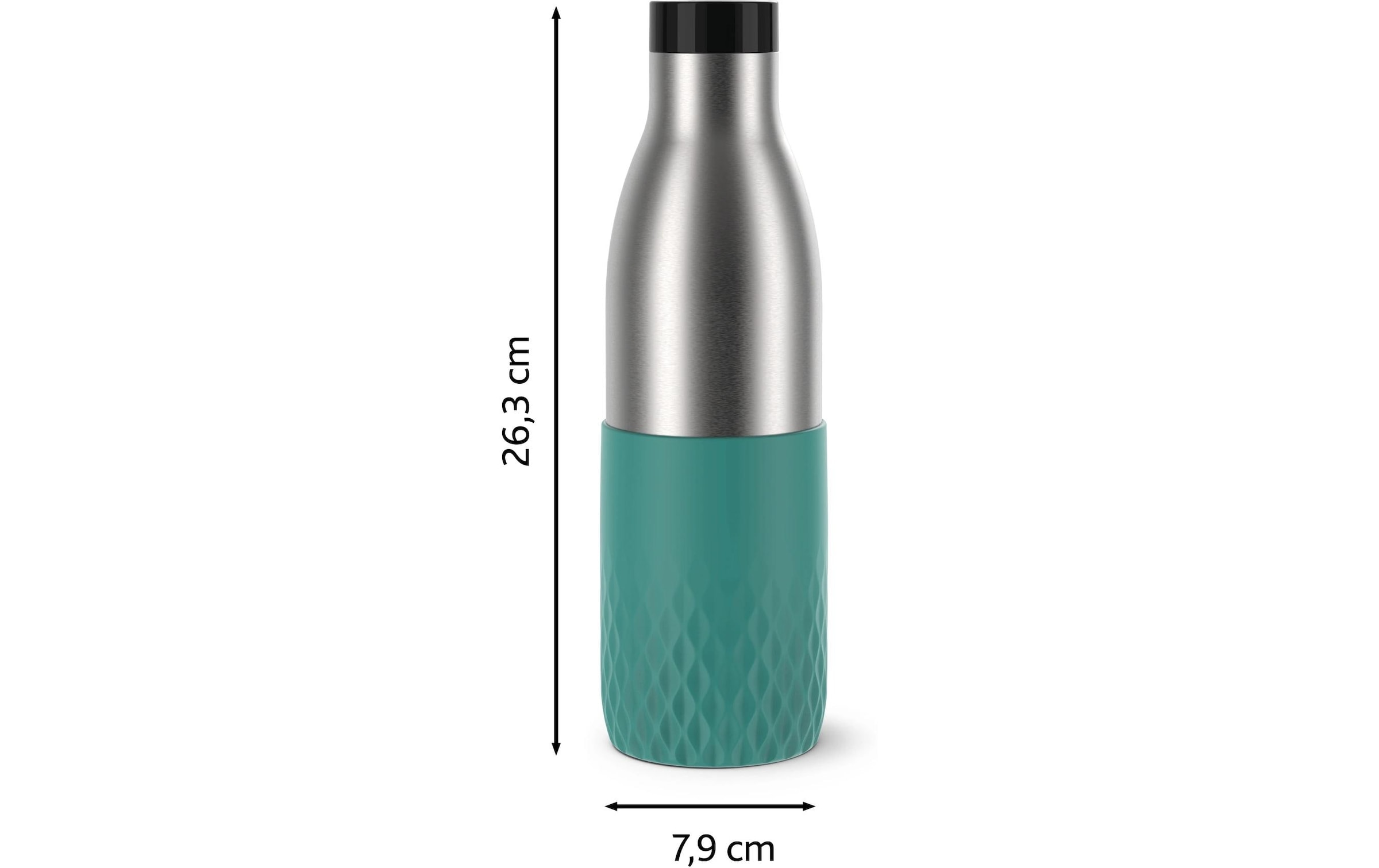Emsa Gourde »Bludrop Sleeve« acier inoxydable/silicone, Quick-Press, 12h chaud/24h froid
