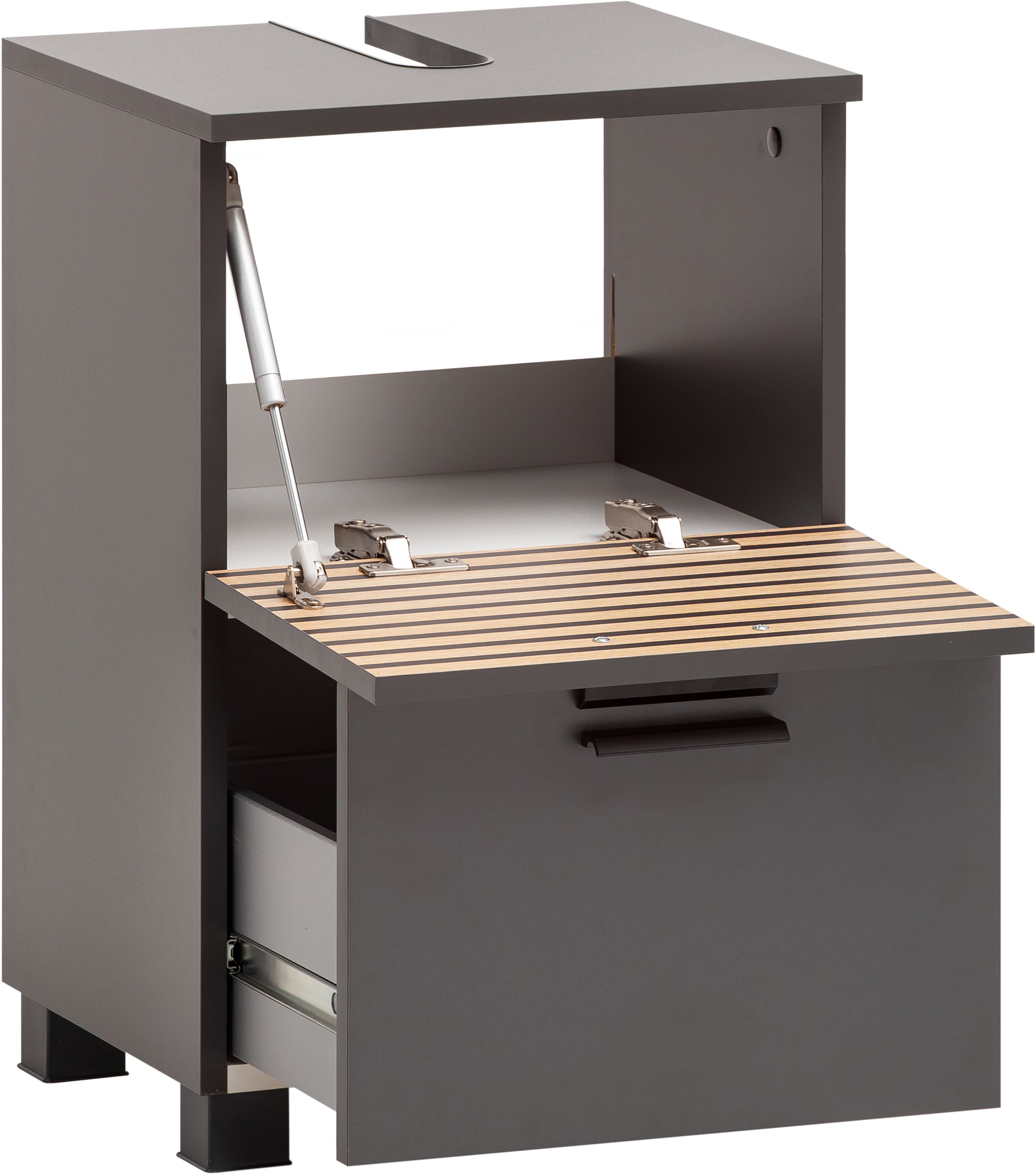 welltime Waschbeckenunterschrank »Katta, Breite 40 cm« Oberboden mit Siphonausschnitt, Klappenfront mit Akustikprint