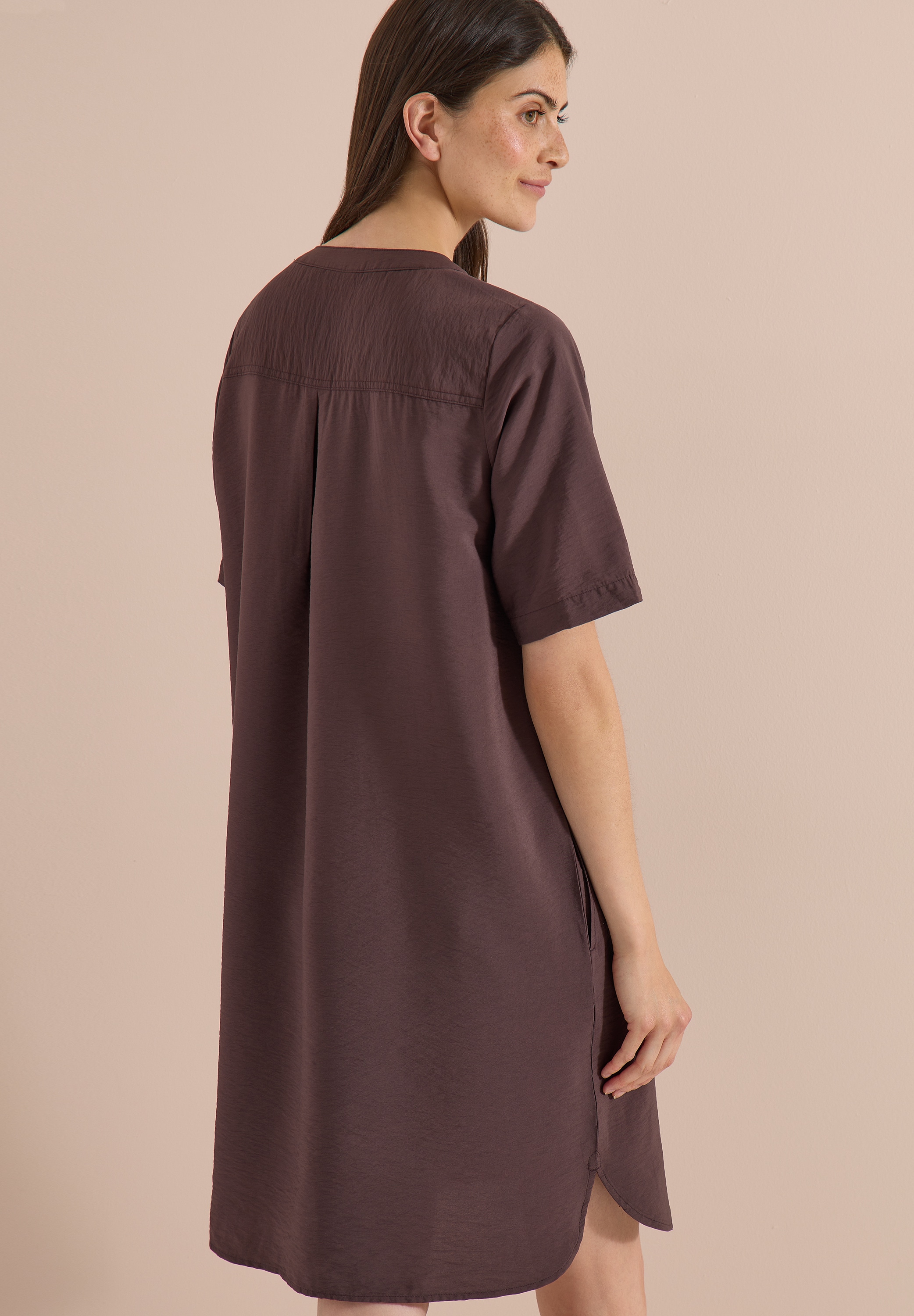 Cecil Sommerkleid Eingrifftaschen Viskosemix, Split Neck, knieumspielend