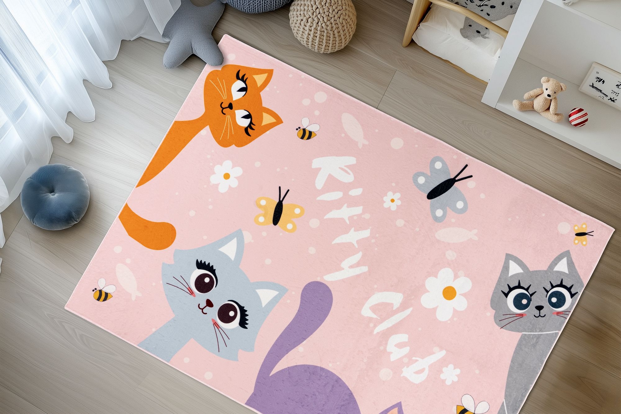 Kayoom Kinderteppich »Wonder 129« rechteckig 8 mm Höhe Kurzflor, Vegan, Fussbodenheizungsgeeignet