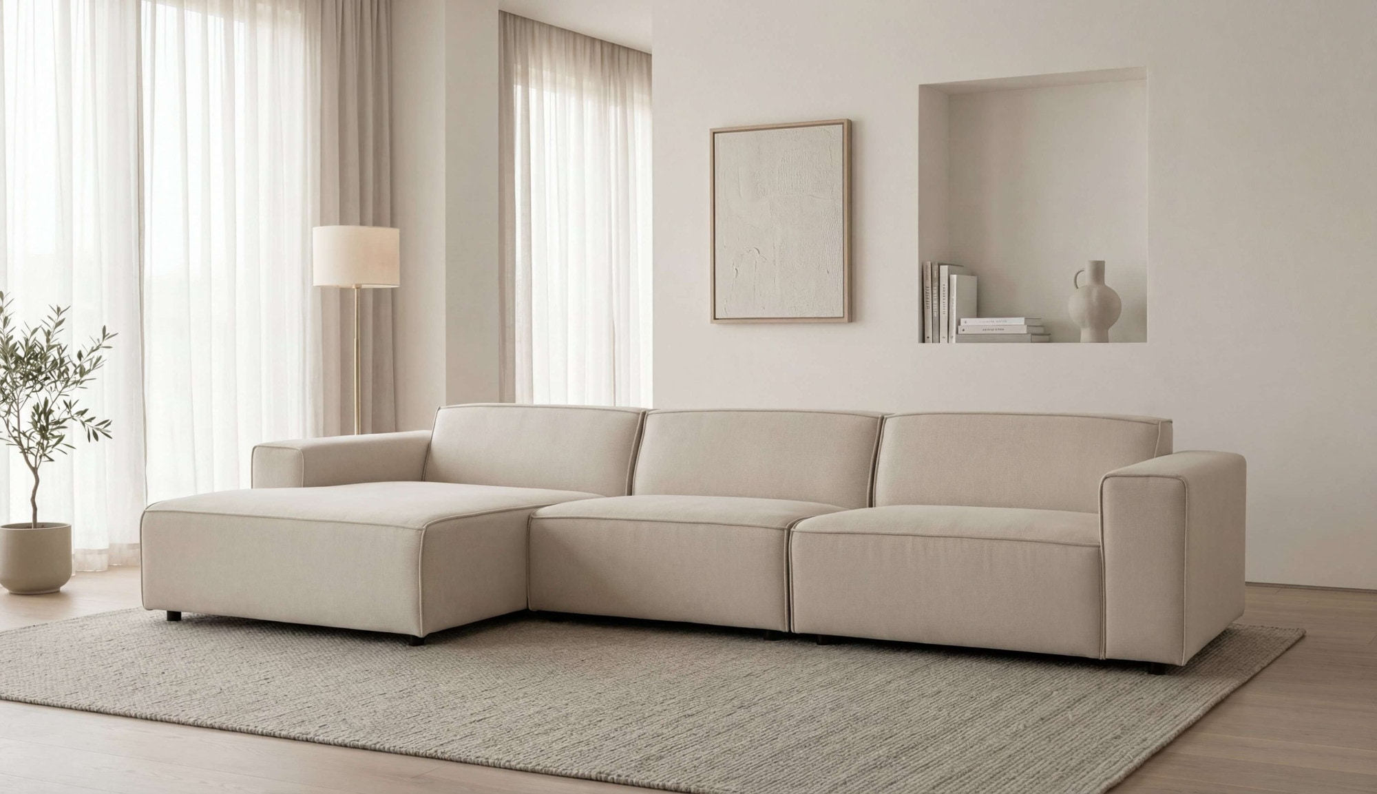 GOODproduct Canapé d'angle »Jorrena, extra weicher Chenille-Stoff« Forme en L, 3 niveaux de confort, largeur 316 cm, avec suspension à ressorts ondulés
