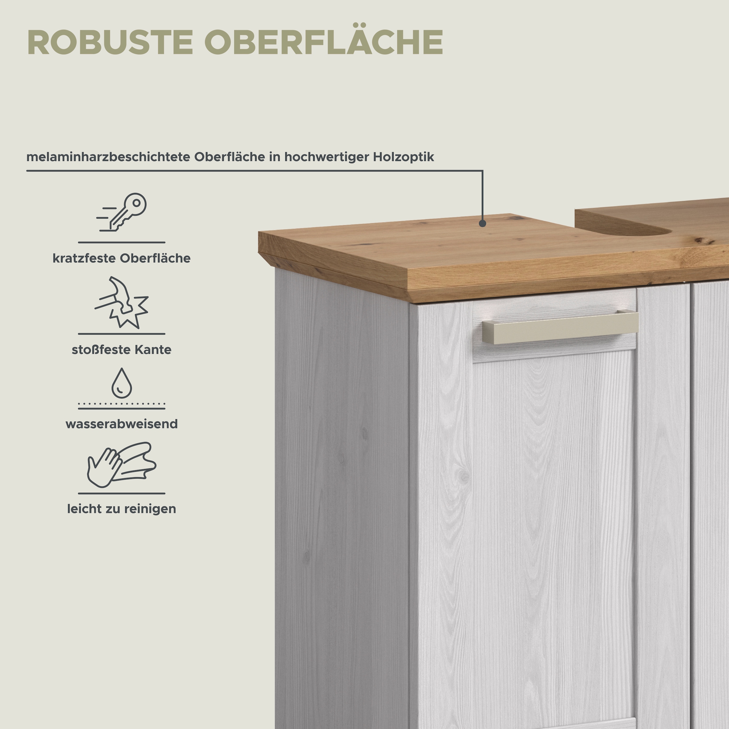welltime Ensemble de meubles de salle de bain »COSENZA« best. aus: 1 Hochschrank, 1 Spiegelschrank, 1 Waschbeckenunterschrank, 3 cuis tlg.
