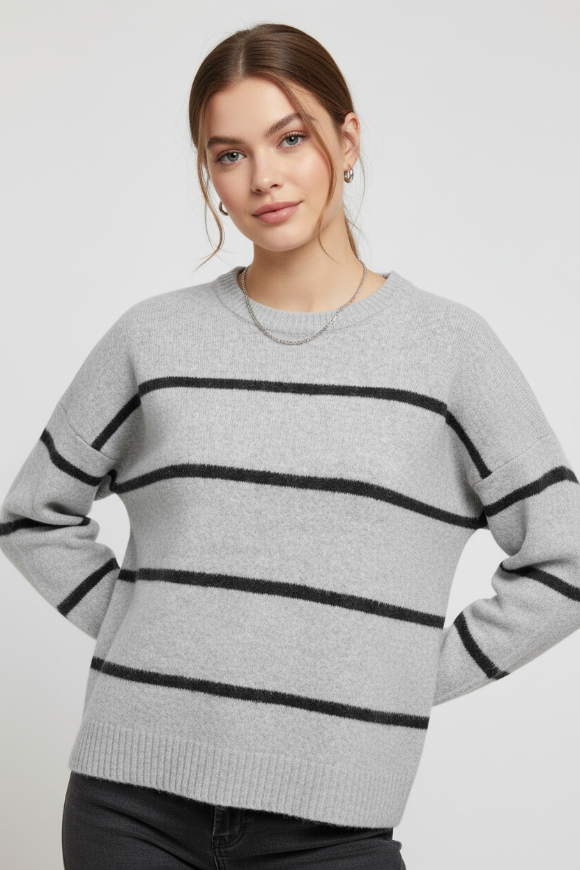 ONLY Pull en tricot »ONLOXFORD LIFE LS STRIPE O-NECK KNT«