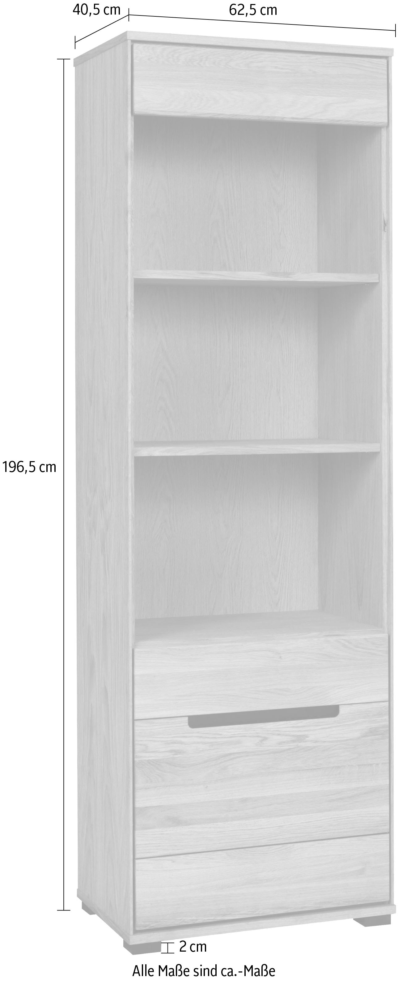 Home affaire Vitrines »Vitrine LOLA B/T/H: 62,5/196,5/40,5cm« Eiche teilmassiv, Türen mit dampfer