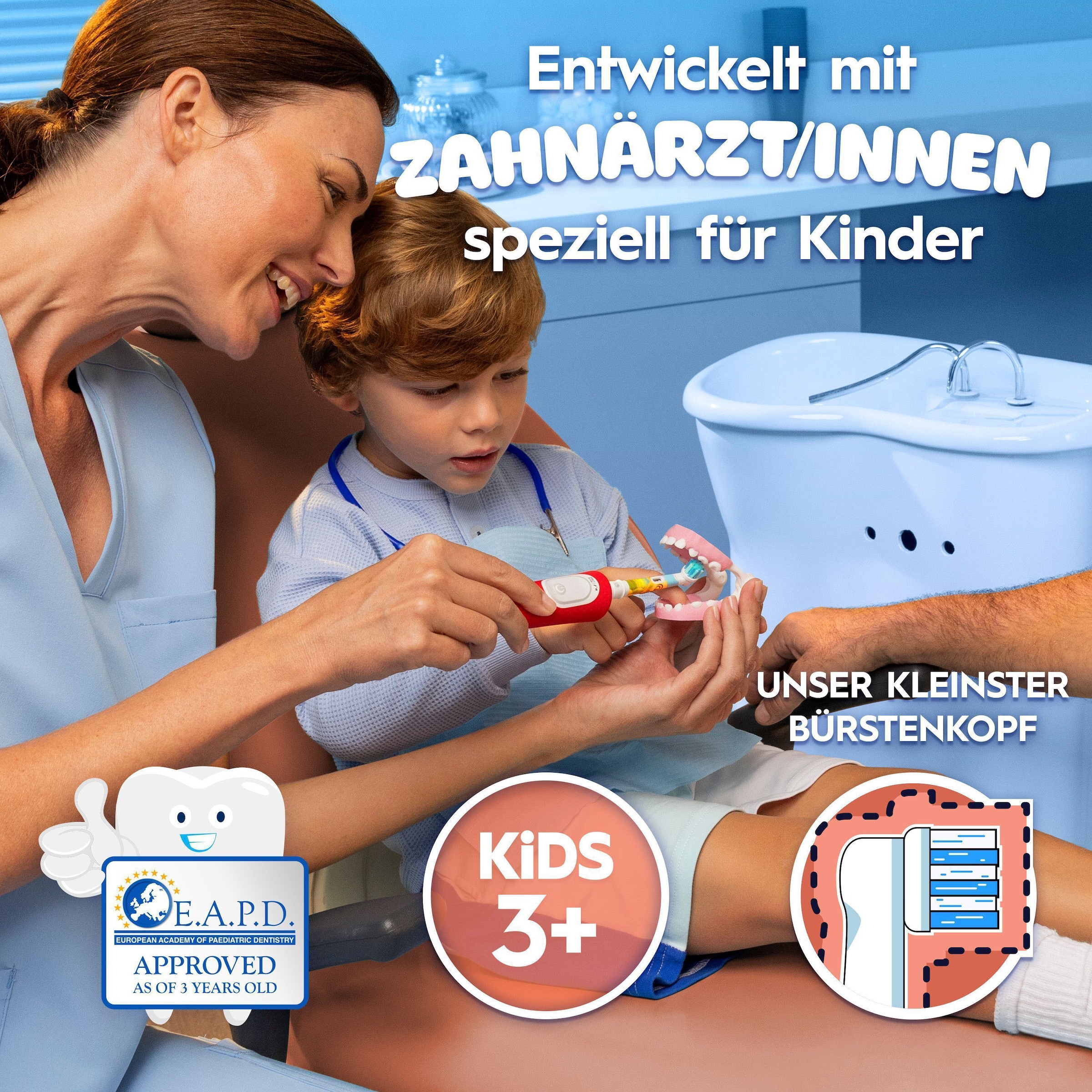 Oral-B Brosse à dents électrique pour enfants »Pro Kids König der Löwen« 1 cuis Aufsteckbürsten inklusive Sensitiv+ Modus für Zahnpflege, extra weiche Borsten