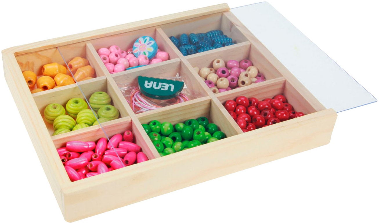 Lena® Set créatif »Holzperlen Holzkassette, mittel«