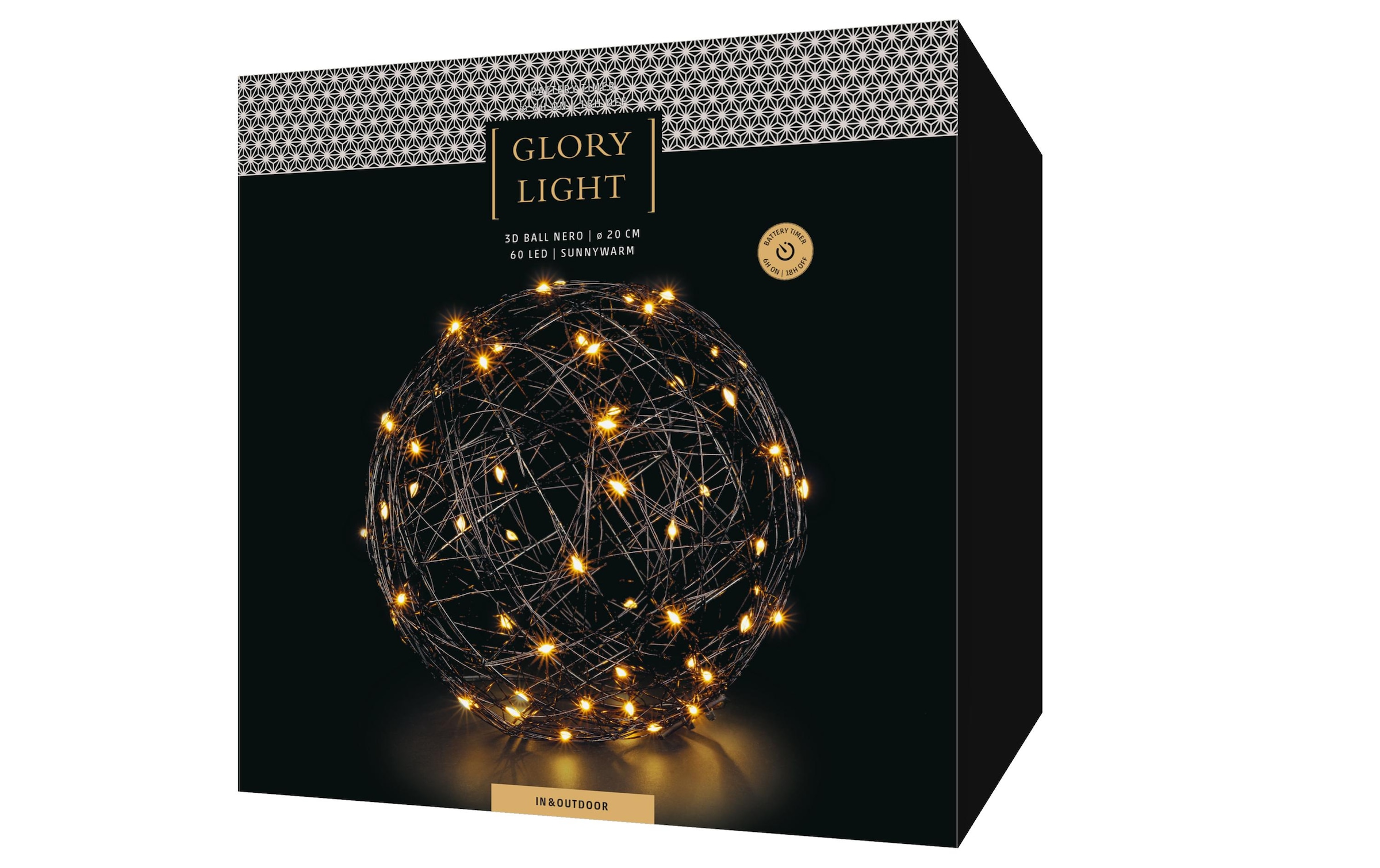 STT LED Dekofigur »Dekoration 3D Ball Nero M« Warmweiss