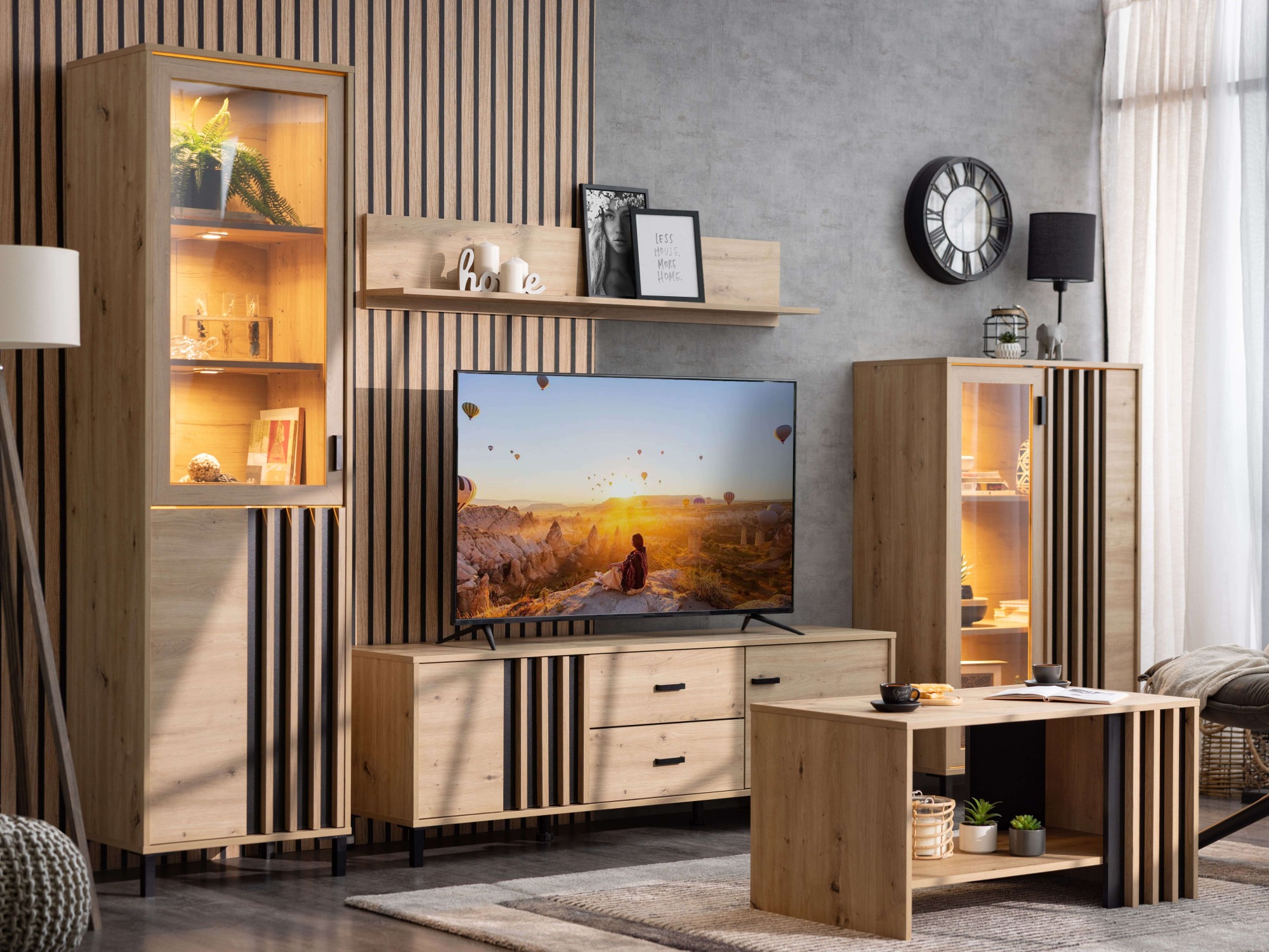 Home affaire Couchtisch »Laval, Wohnzimmertisch, Sofatisch, Beistelltisch, Kaffeetisch« Eleganter Couchtisch mit viel Stauraum, Lamellen-Optik