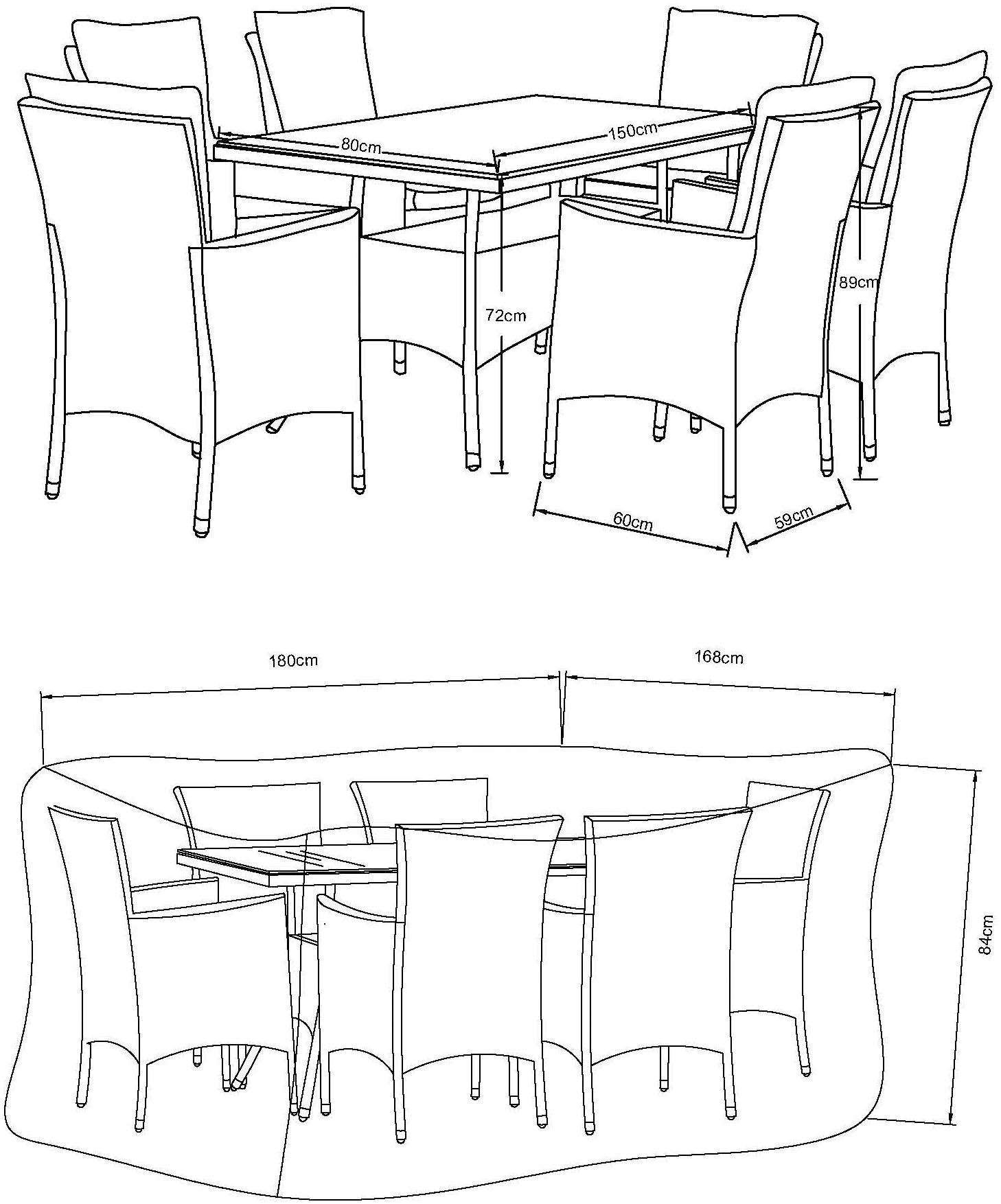 KONIFERA Garten-Essgruppe »Mailand« Set, 6x Sessel, 6x Sitzauflagen, 6x Rückenauflagen, 1x Tisch, 19 Stk. tlg. Tischplatte aus Sicherheitsglas, Staufläche unter dem Tisch