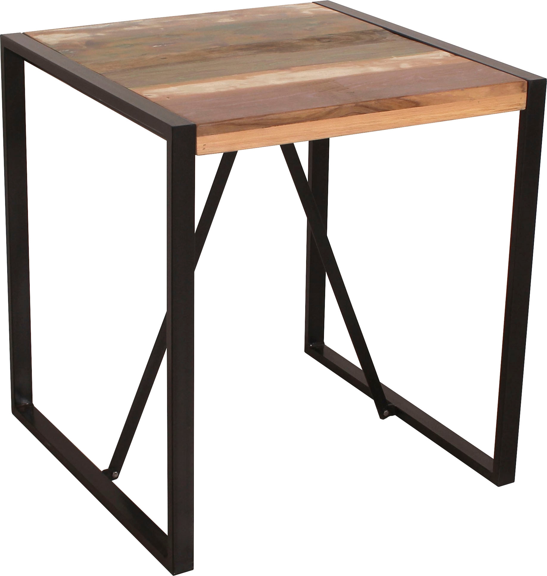 SIT Esstisch »70x70 cm Altholz Massivholz Metall Industrial Design« Quadratischer Esstisch aus Altholz & Metall im Industrial Stil