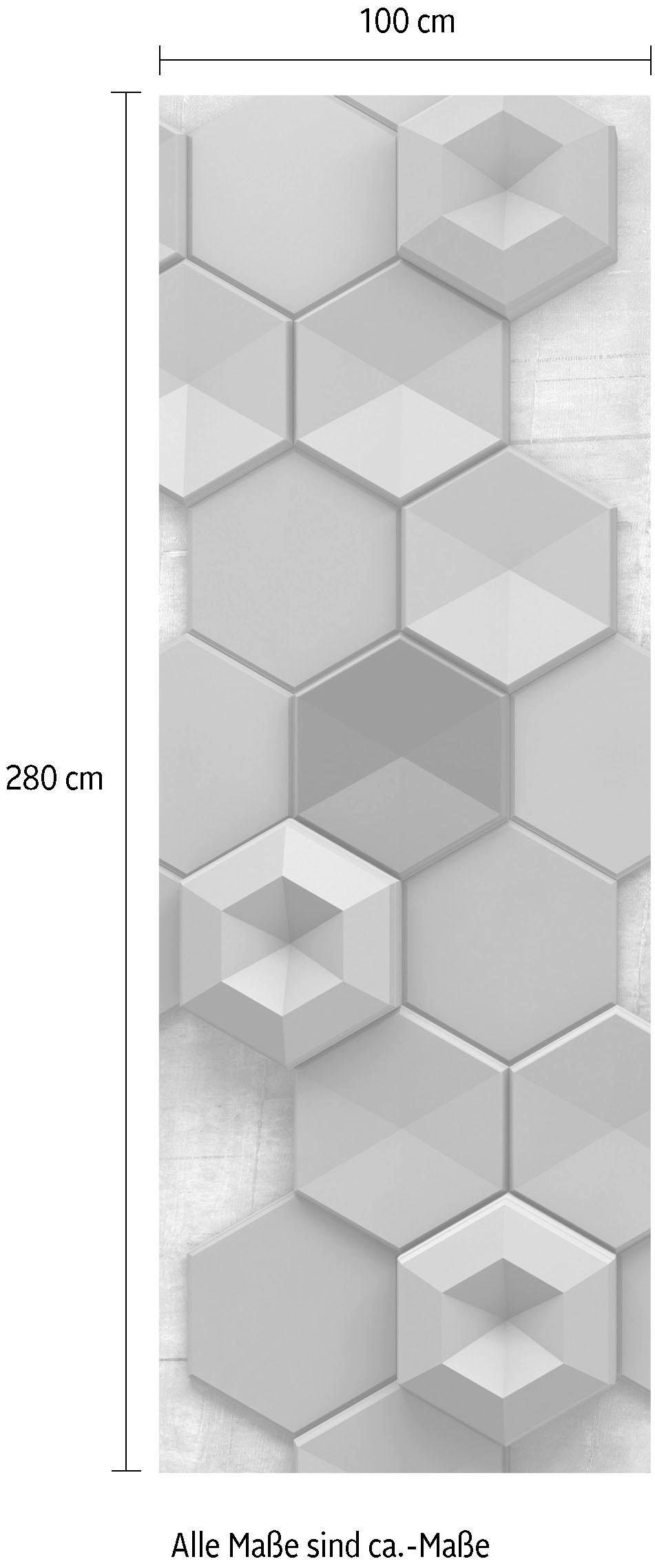 Komar Papier peint intissé »Digitaldruck Vlies -  Hexagon - Grösse 100 x 280 cm« imprimé Wohnzimmer, Schlafzimmer
