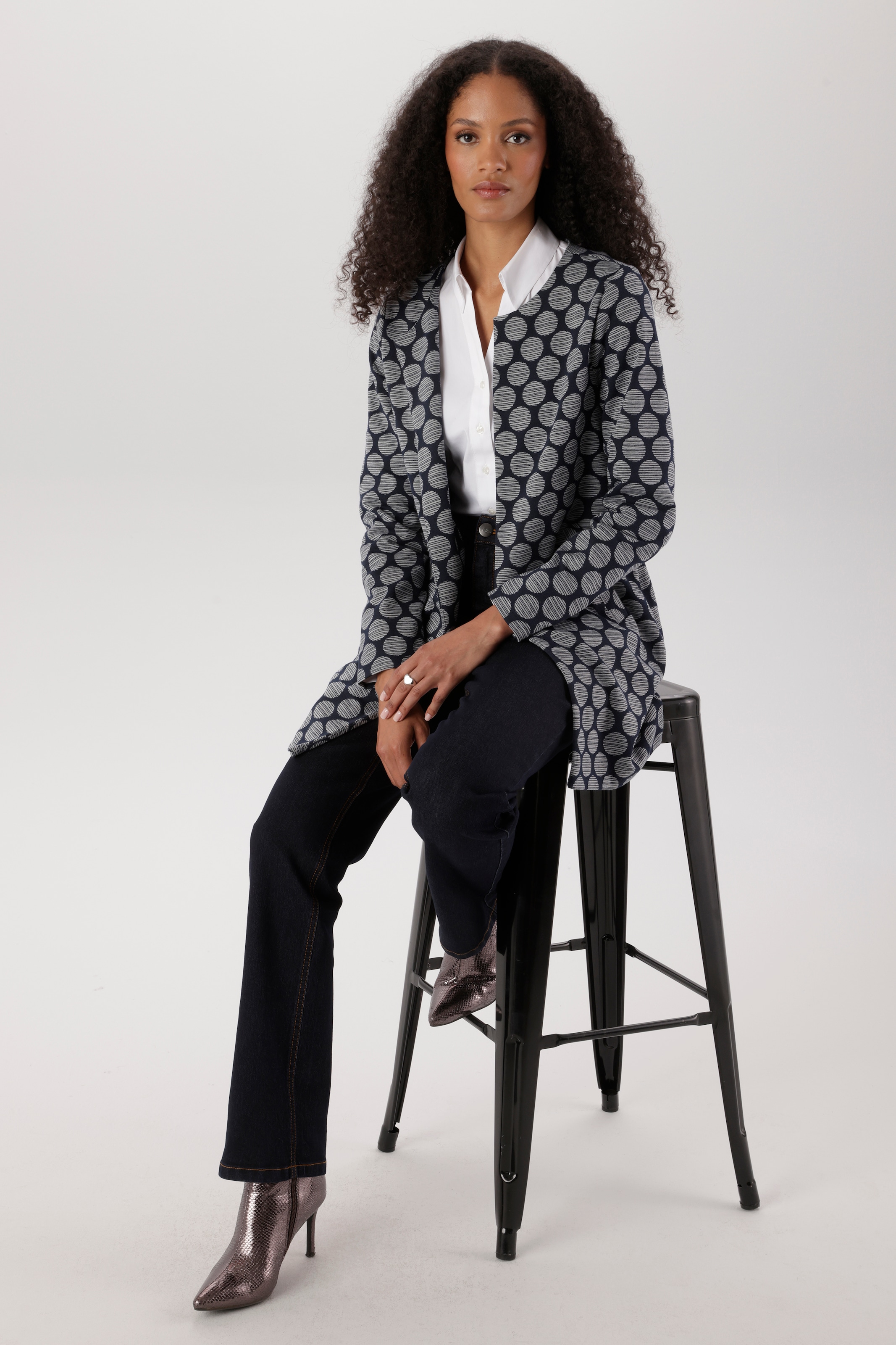 Aniston SELECTED Blazer long en longueur mode avec pois rayés - NOUVELLE COLLECTION