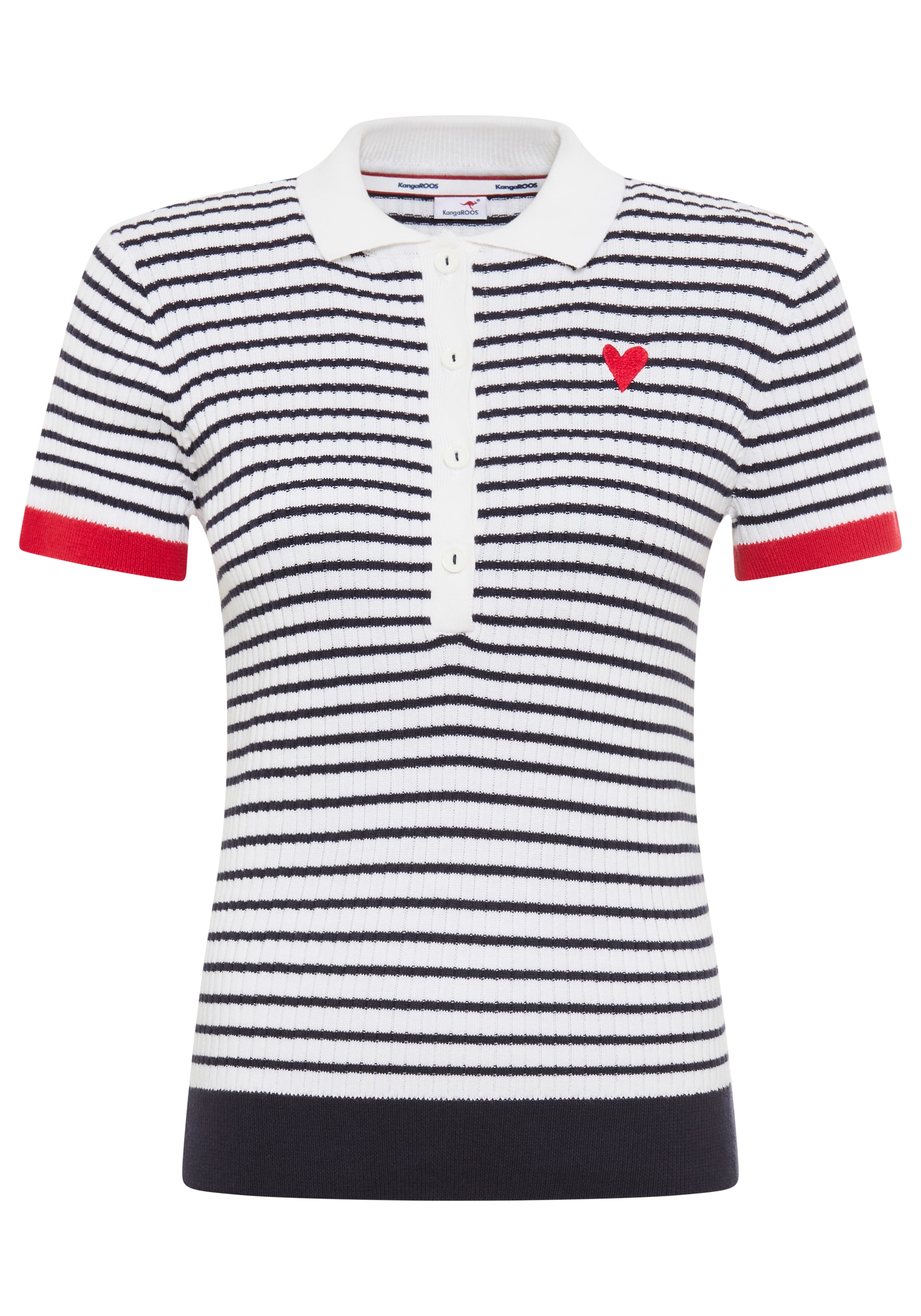 KangaROOS Pull à col polo aus Baumwoll-Mix, Polokragen, schmale Basic-Passform