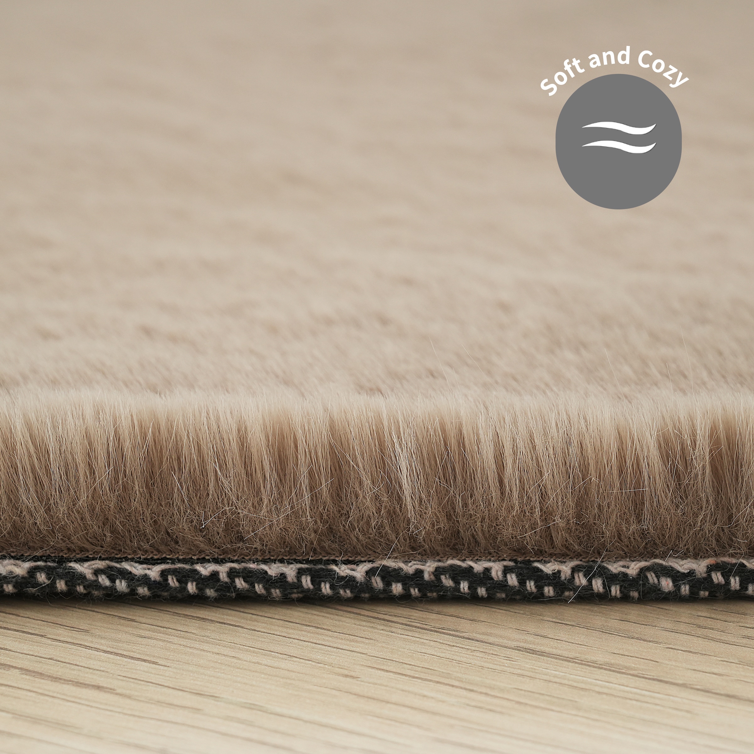 Bruno Banani Fellteppich »Rabbit 2, Kunstfell Teppich, Modern« rechteckig 25 mm Höhe Kaninchenfell-Haptik, sehr weich, Wohnzimmer, Schlafzimmer, Esszimmer