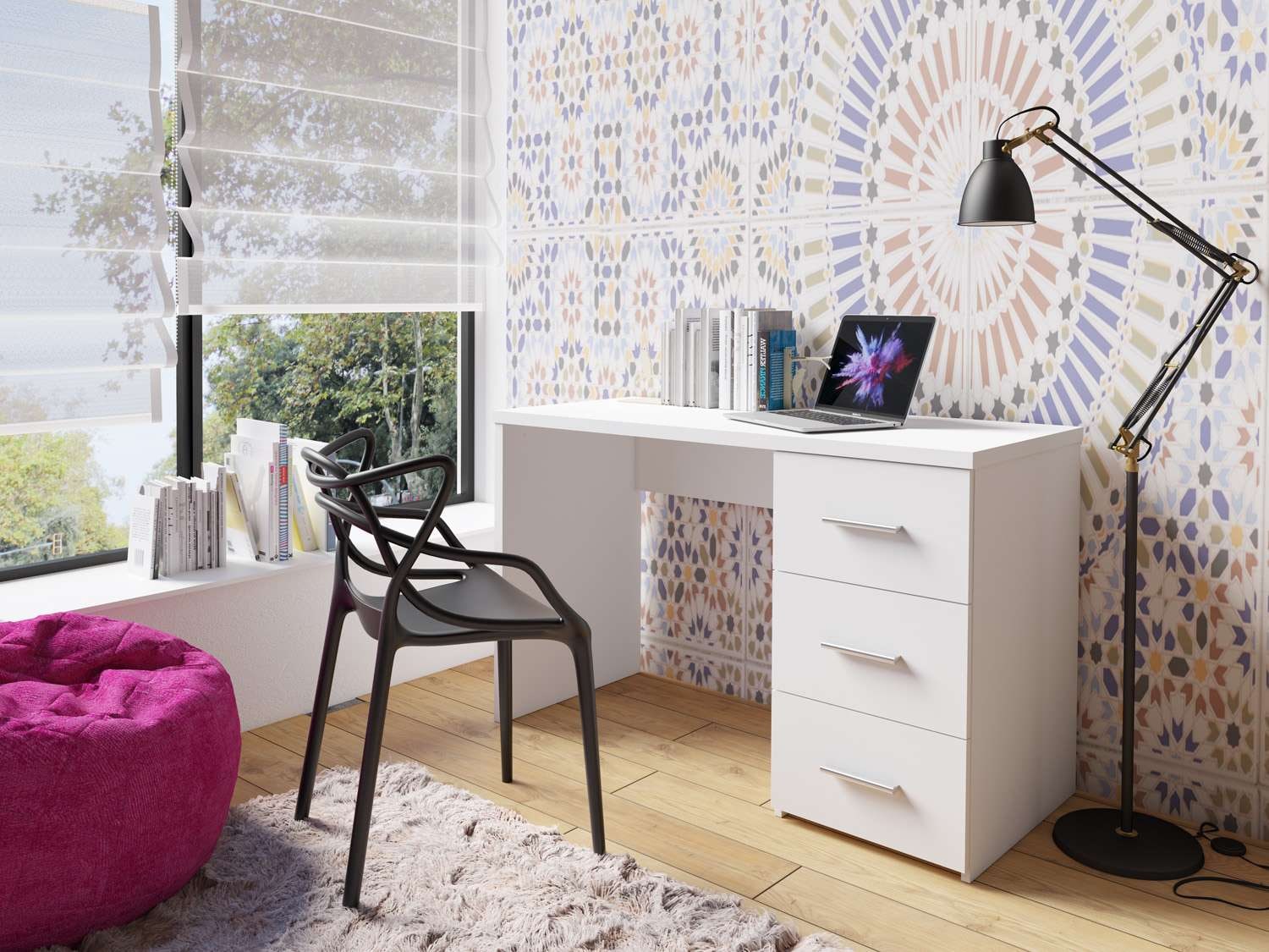 Home affaire Schreibtisch »Zion« Computertisch mit 3 Schubladen, Breite 120 x 50 cm