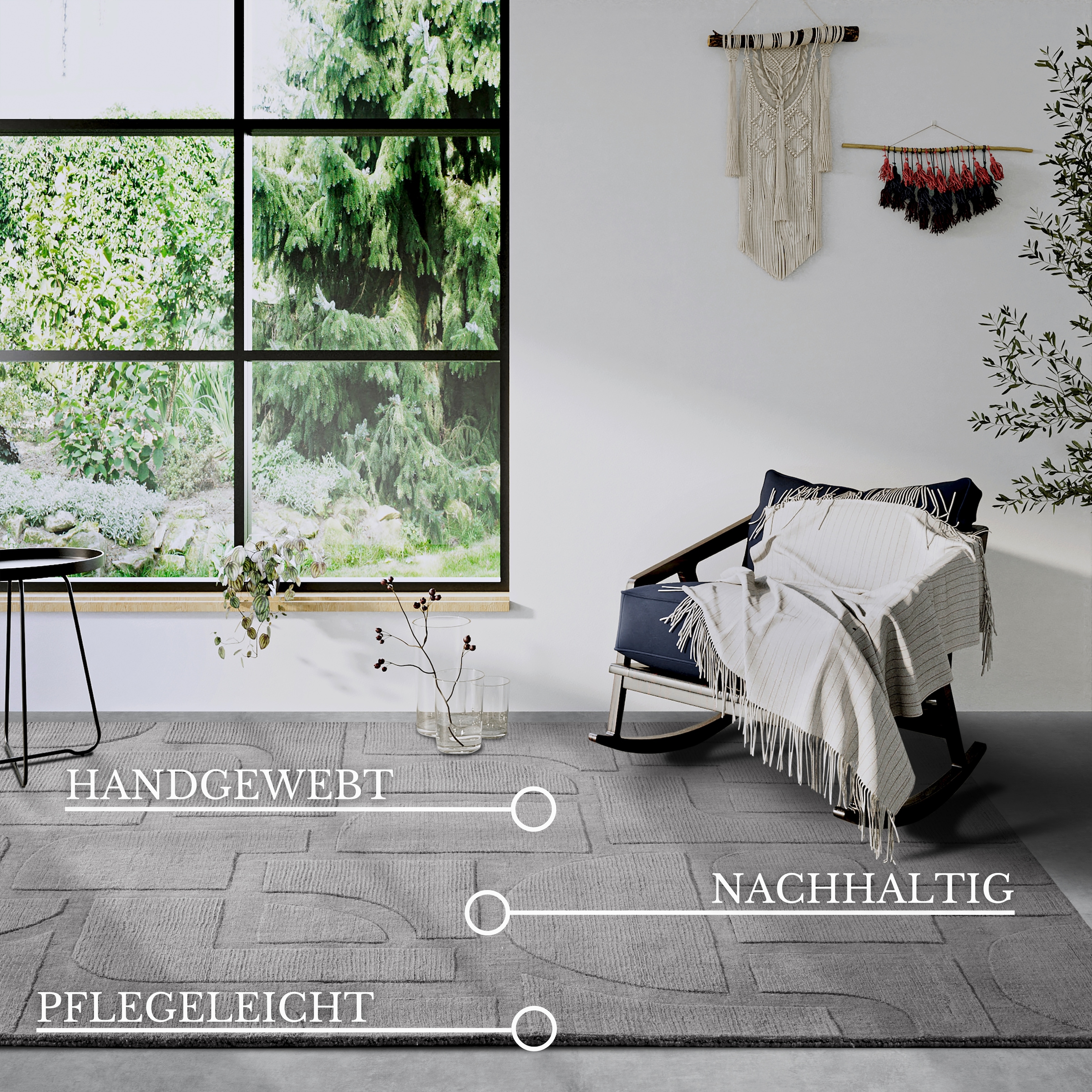 Villeroy & Boch Wollteppich »Alexis« rechteckig 10 mm Höhe Handgewebt, Wolle, Natur, Wohnzimmer, Geometrie, Boho, Design